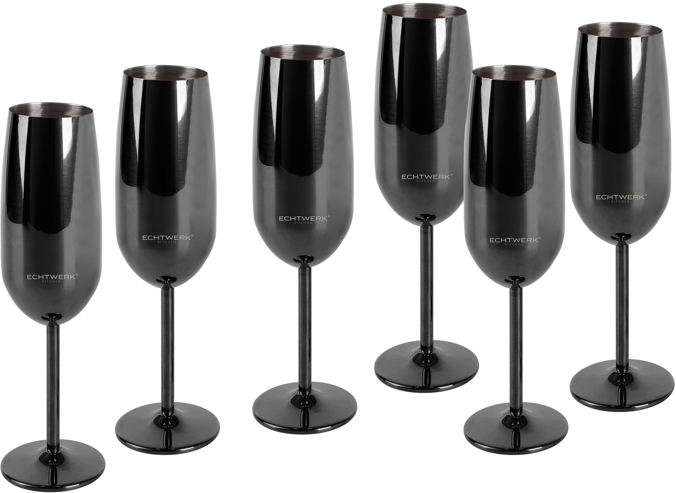 ECHTWERK Champagnerglas Sektglas, Sektkelch, Champagnerkelch, bruchsicher, 250 ml