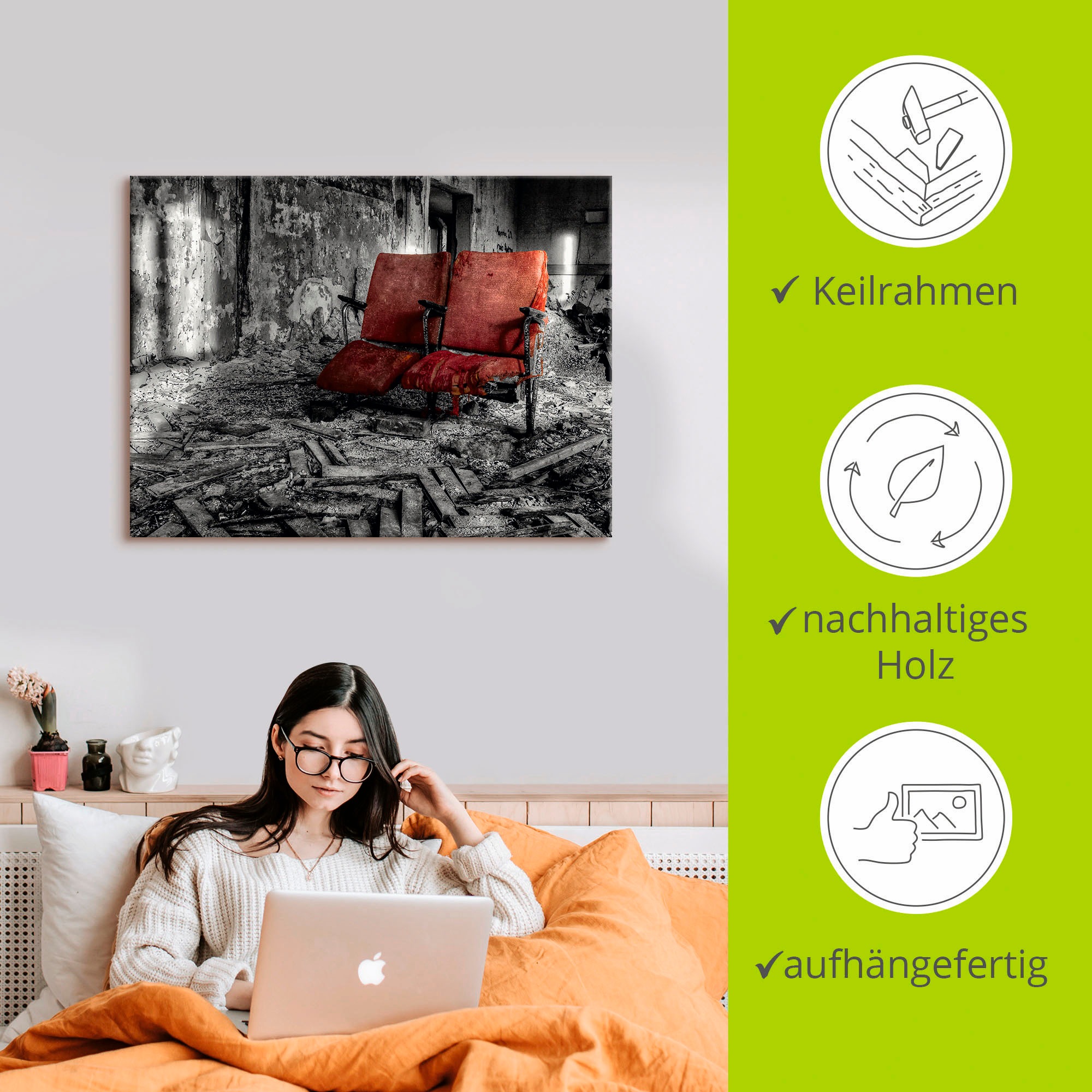 Artland Leinwandbild »Lost Place - Zusammen« Architektonische Elemente 1 Stk. tlg. auf Holzrahmen gespannt