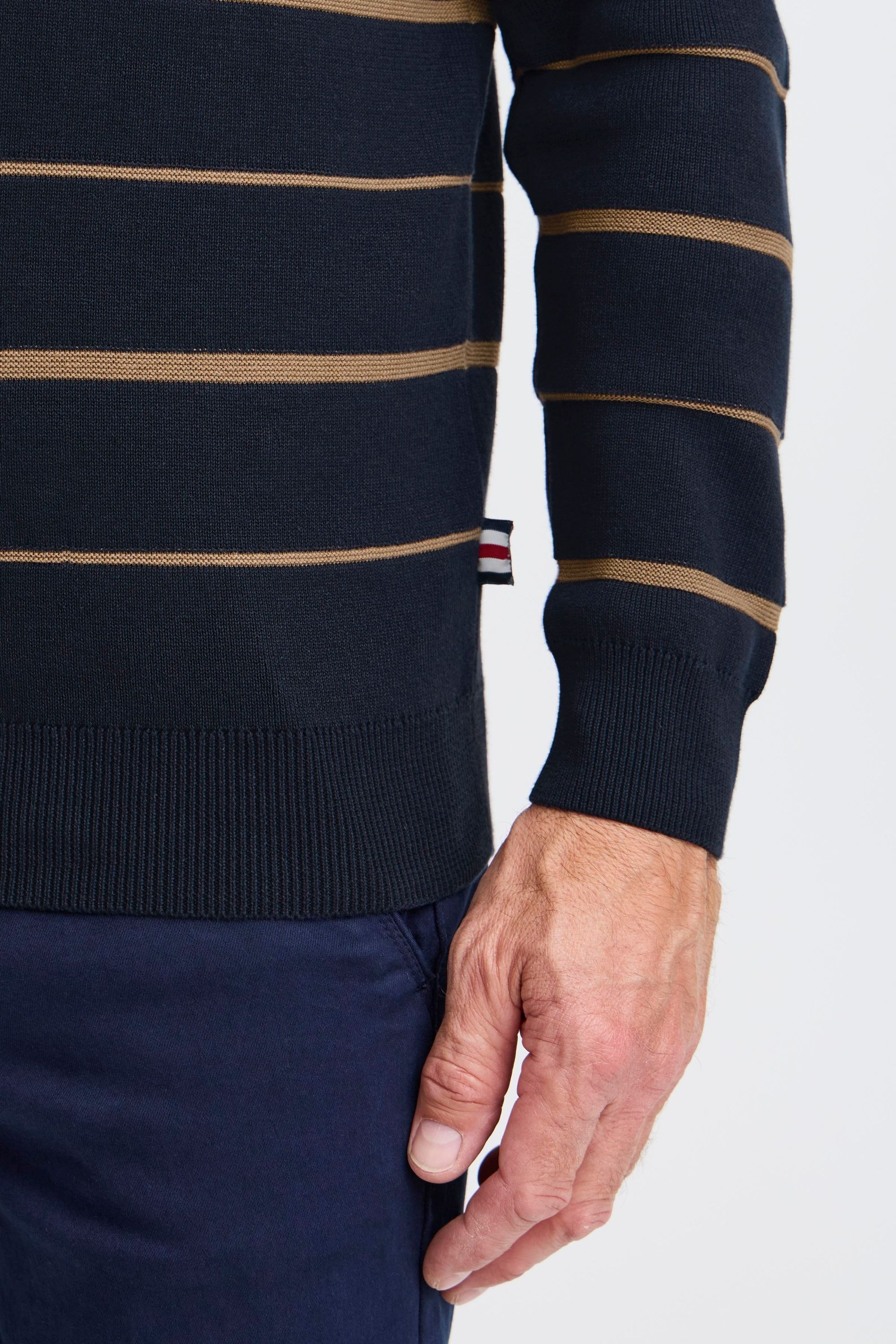 FQ1924 Strickpullover »Strickpullover FQKYLE reversed strip crewneck neck«