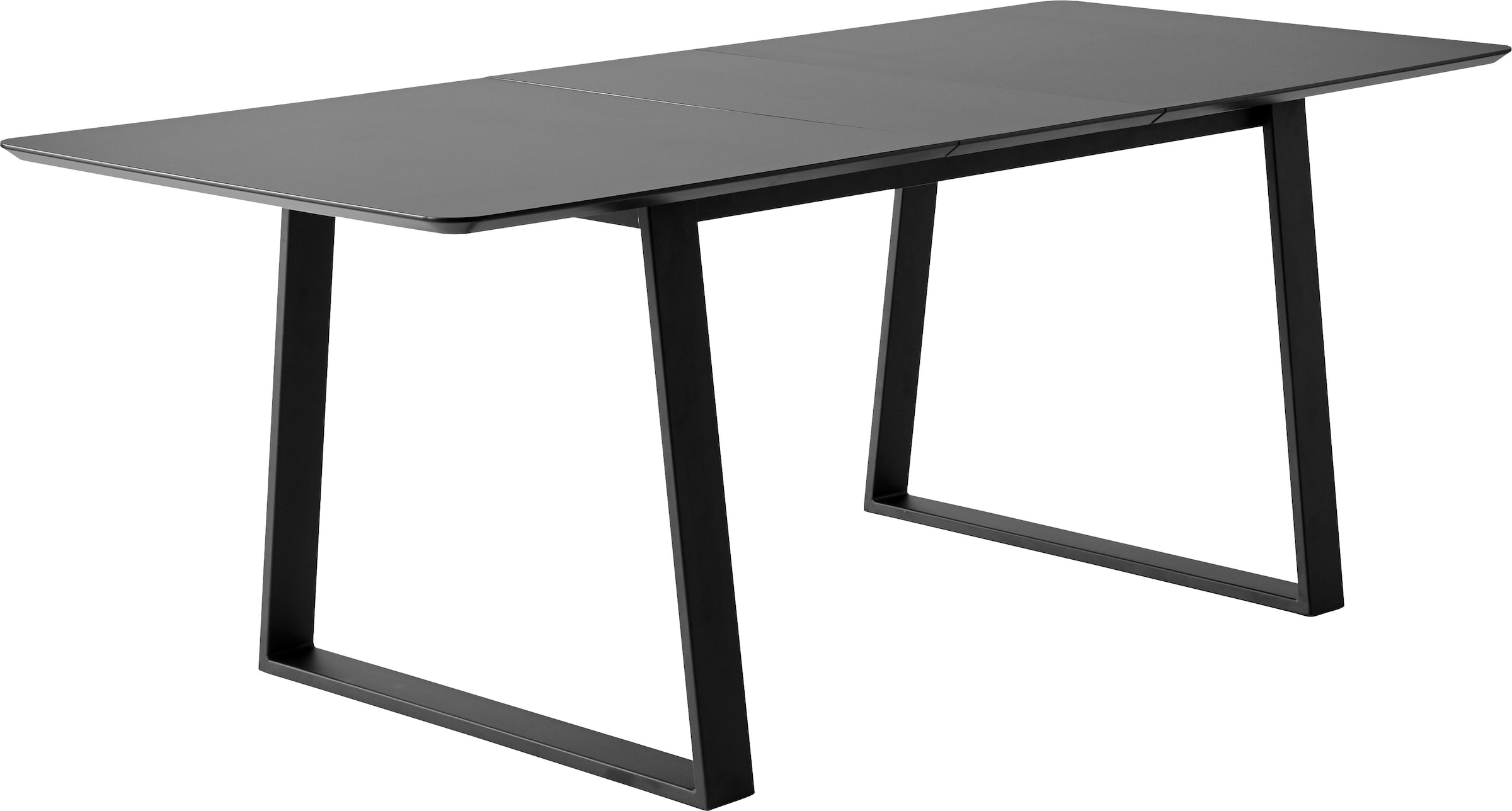 Hammel Furniture Esstisch »Meza Designtisch mit Auszugsfunktion und 2 Einlegeplatten«, abgerundete Tischplatte MDF, Trapez Metallgestell
