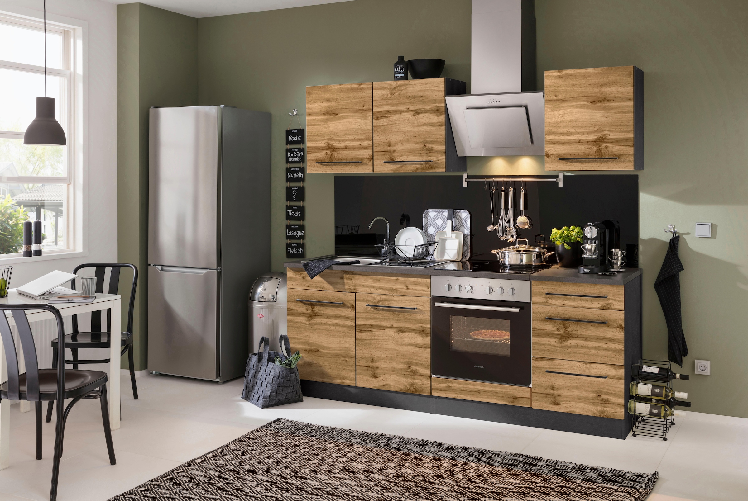 KOCHSTATION Spülenschrank »KS-Tulsa«, 100 cm breit, 2 Türen, Metallgriff, MDF Front, inkl. Einbauspüle