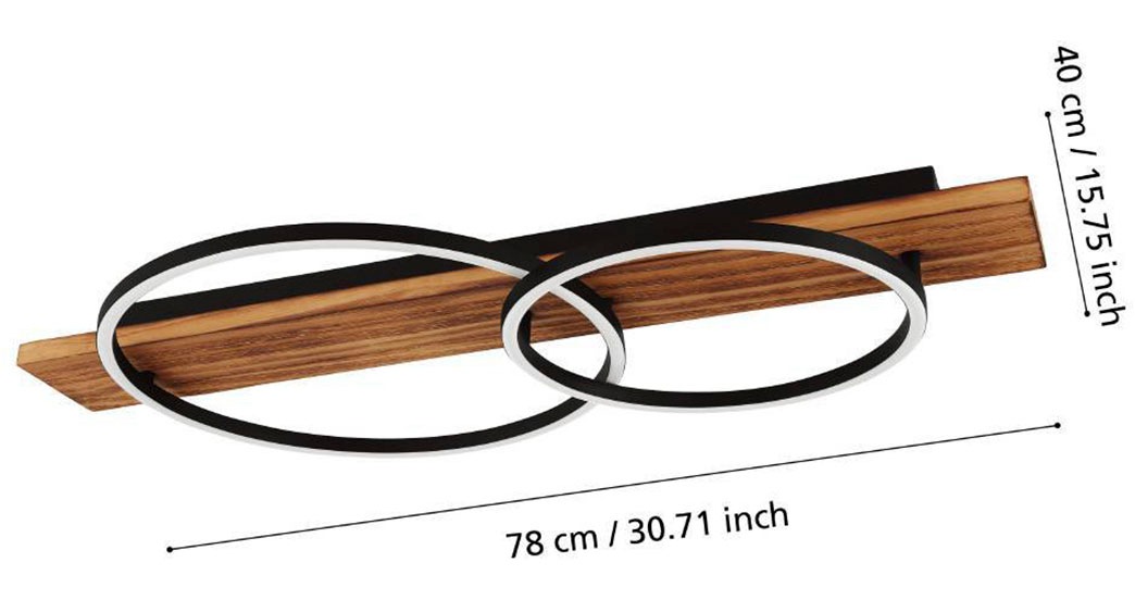 EGLO Deckenleuchte »BOYAL«, 2 flammig, Leuchtmittel LED-Modul | LED fest integriert, Deckenlampe, Küchenlampe, Flurlampe in Schwarz, Braun, Weiß, L 78 cm