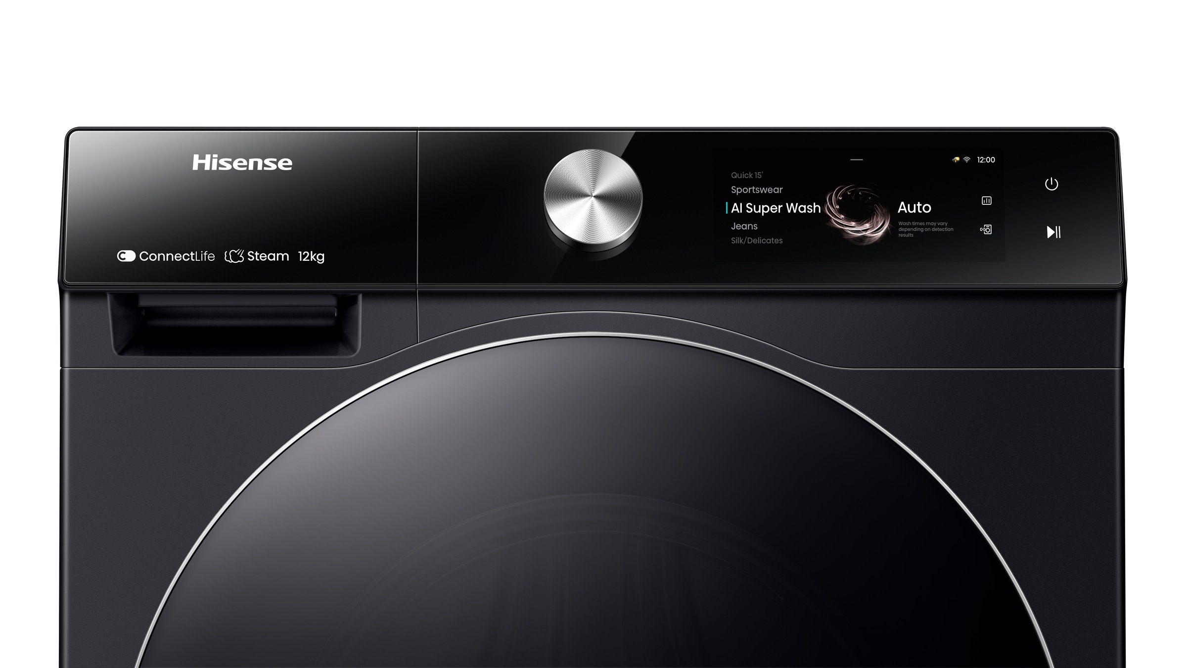 Hisense Waschmaschine »WF7S1247BB«, 12 kg, 1400 U/min, Dynamisches TFT-Touch-Display