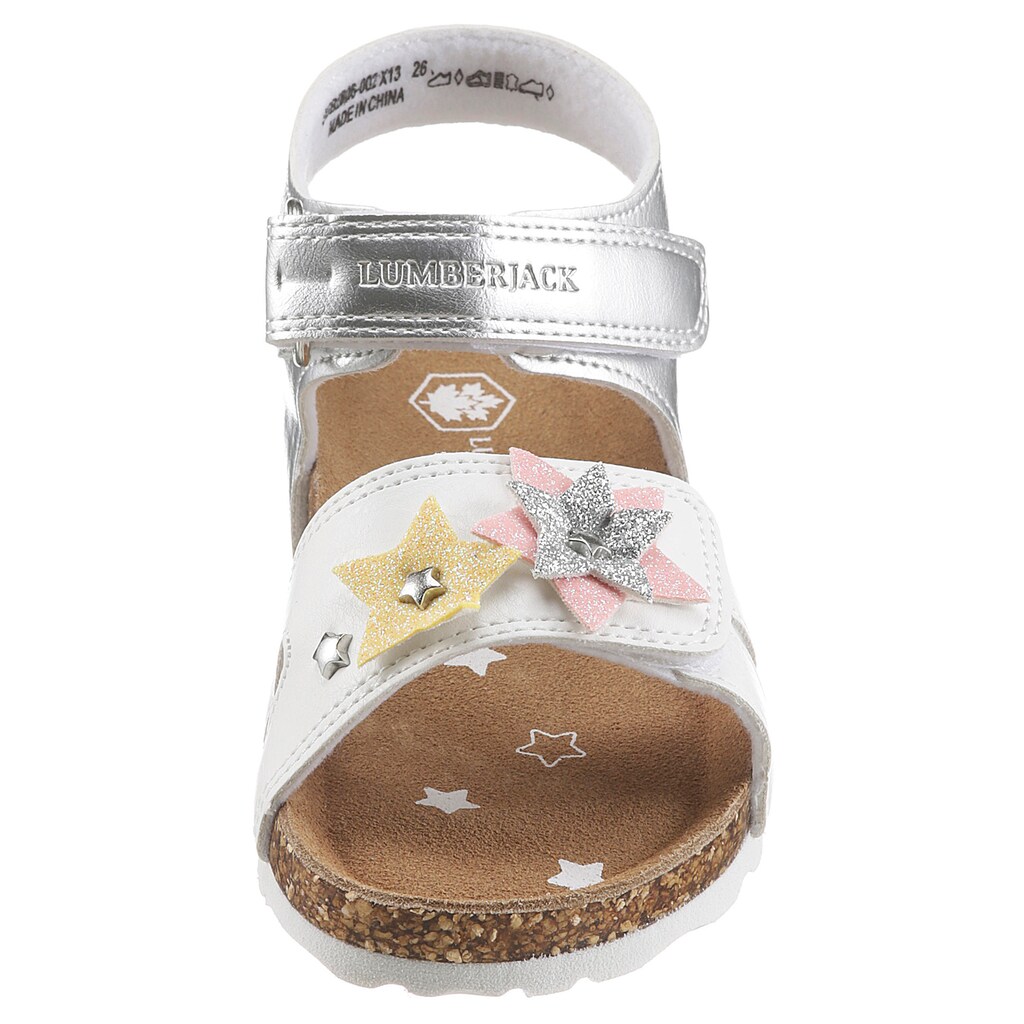 Schuhe Mädchenschuhe LUMBERJACK Sandale »Mac«, mit Klettverschluss silberfarben-weiß