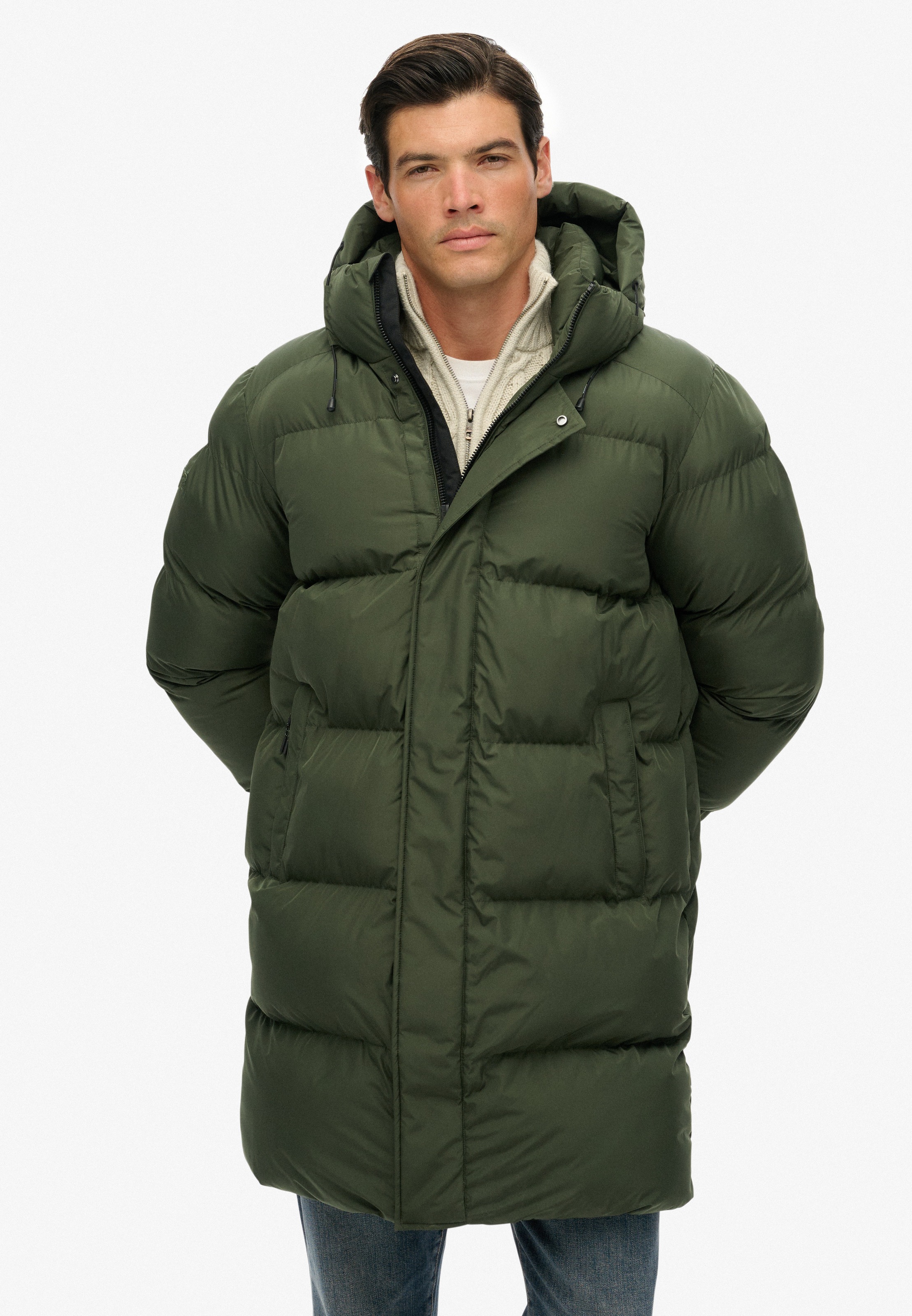 Superdry Steppjacke "HOODED SPORTS PUFFER MID JKT" mit Kapuze Kunstfaser, r günstig online kaufen