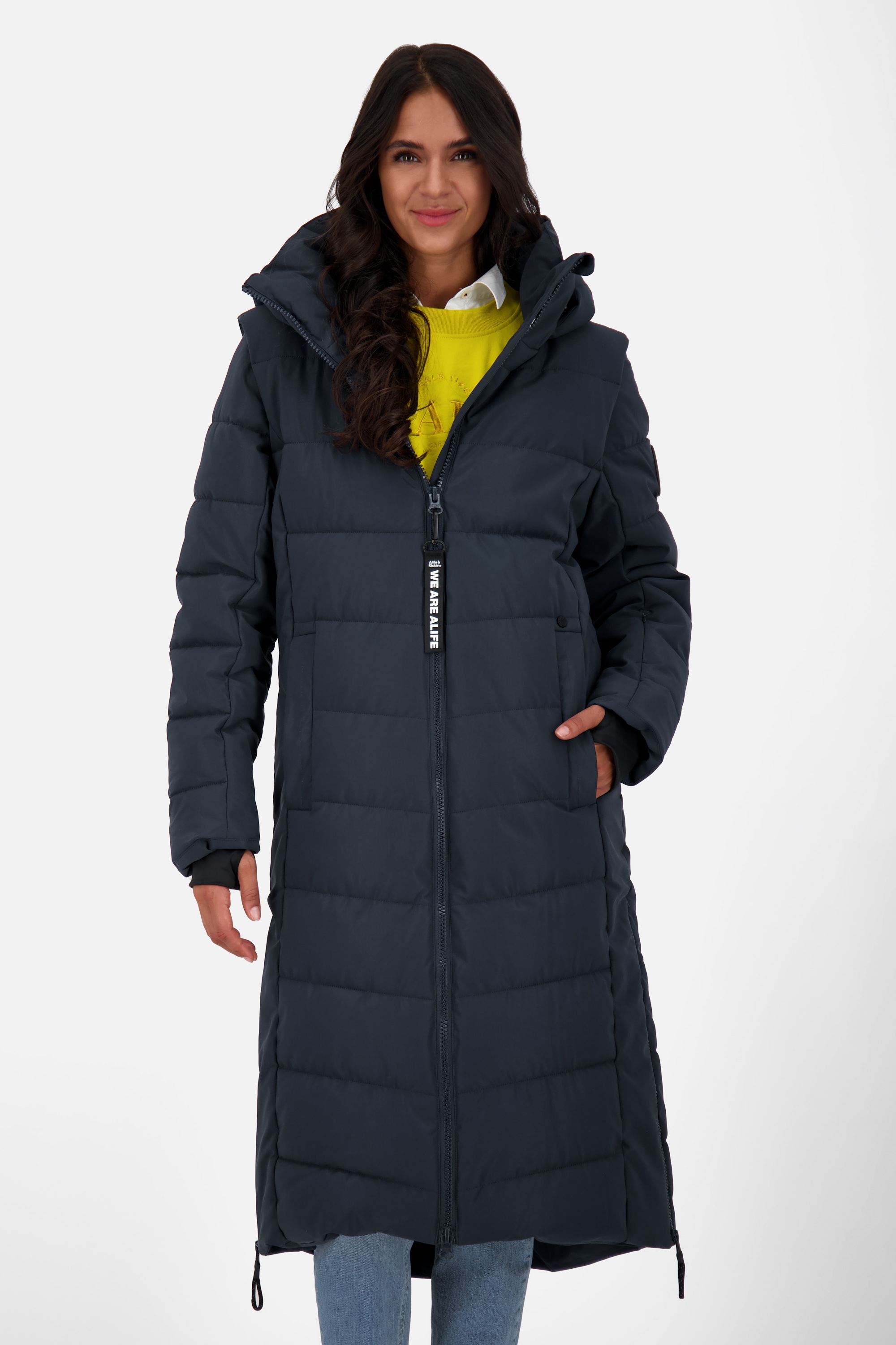 Alife & Kickin Steppjacke »Damen NellyAK A«, mit Kapuze, Mantel & Weste in einem, mit abnehmbaren Ärmeln in schmaler Passform