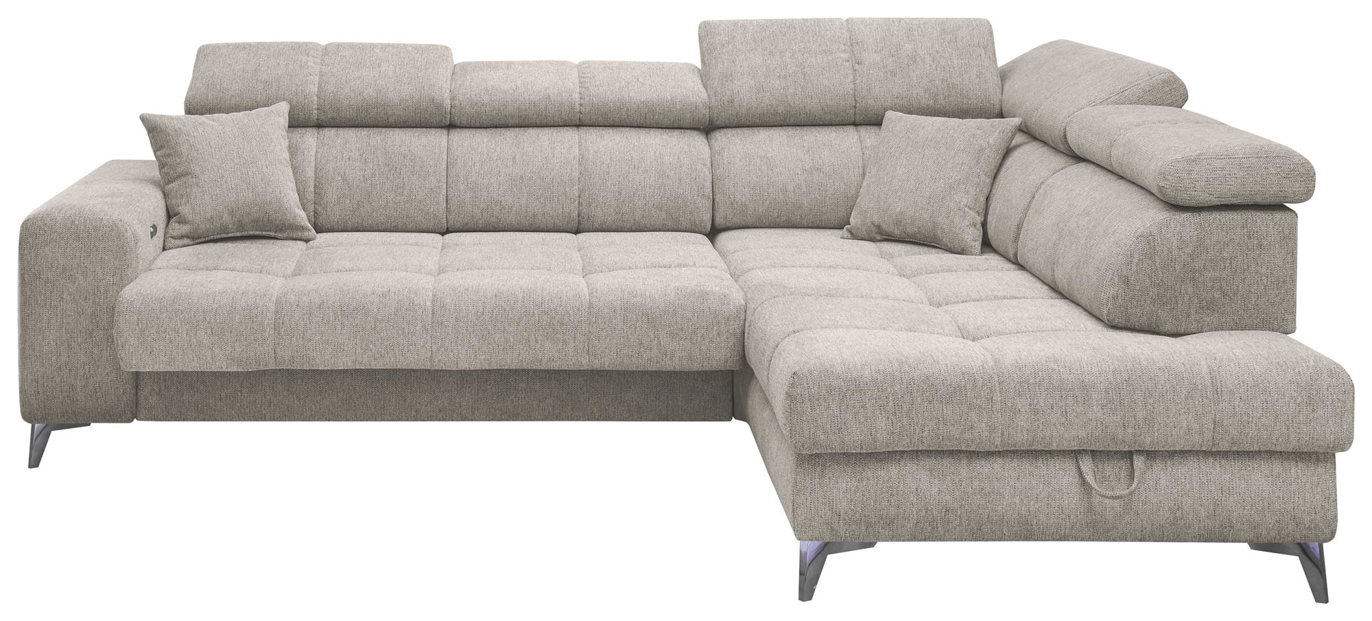 ED EXCITING DESIGN Ecksofa »Sydney L-Form mit Bettfunktion, Bettkasten, Kopfteilverstellung«, motorischer Sitztiefenverstellung, USB-Port & 2 Zierkissen