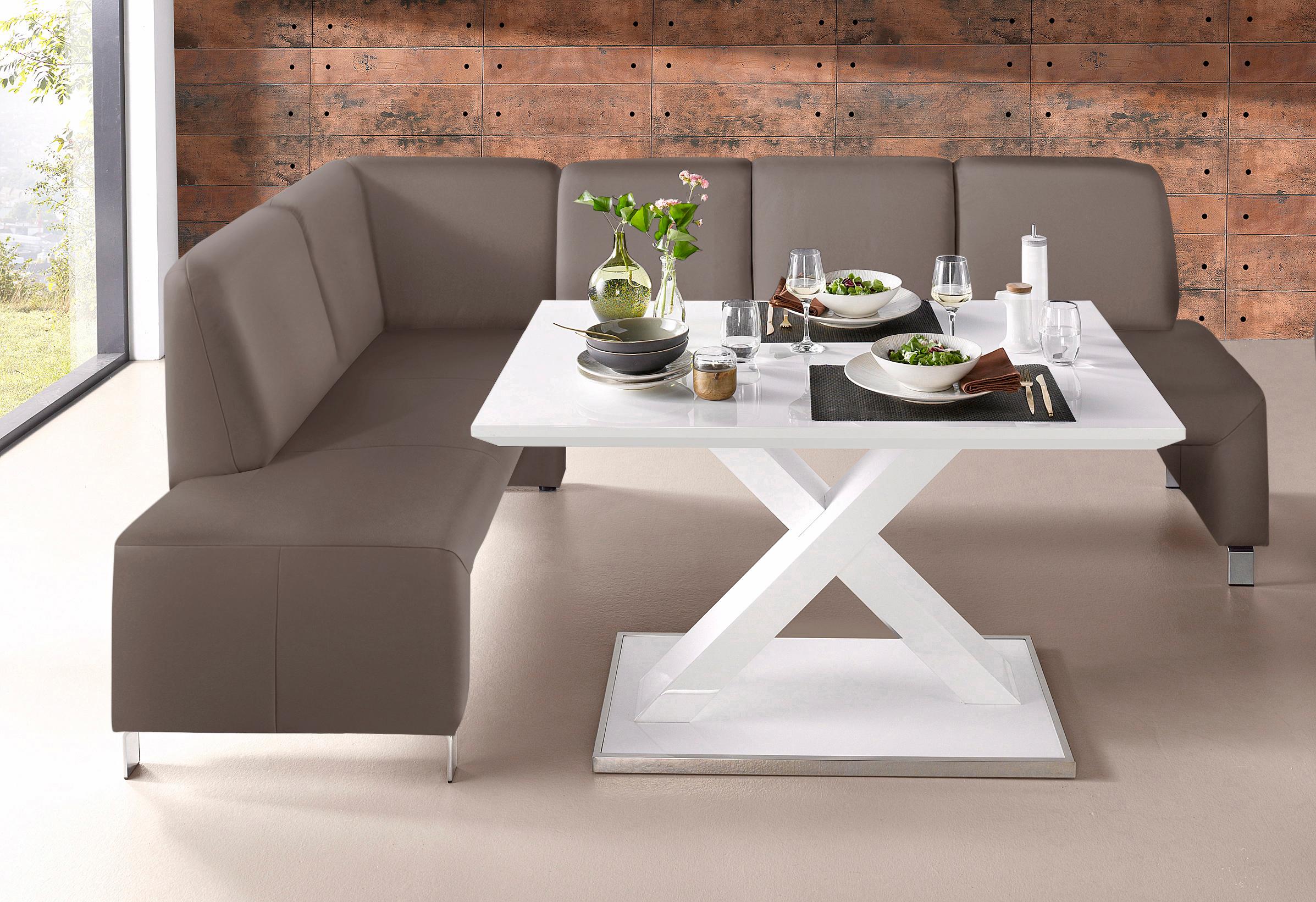 exxpo - sofa fashion Eckbank "Intenso, viele Bezugsstoffe Cord, Struktur 243/158 cm (B/T)" hohe Bodenfreiheit, frei im Raum stellbar, hoher Sitzkomfort