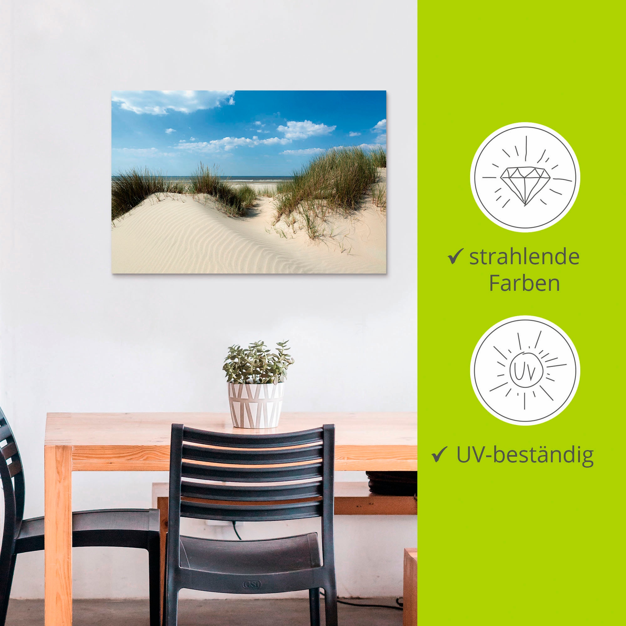 Artland Wandbild »Düne mit Meeresblick«, Strand, (1 St.), als Alubild, Outdoorbild, Leinwandbild, Poster in verschied. Größen