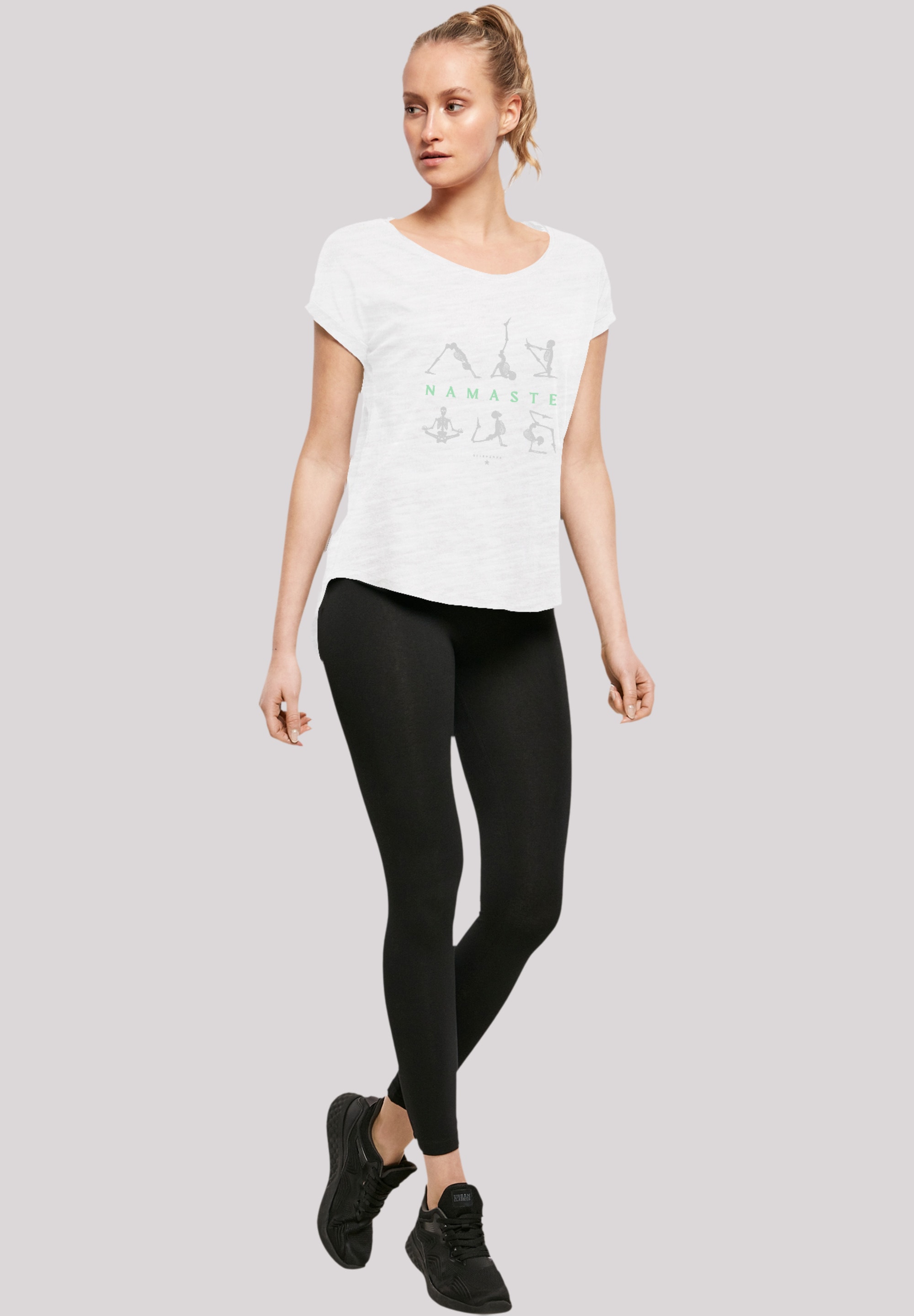 F4NT4STIC T-Shirt »Namaste Yoga Skelett Halloween«, Print
