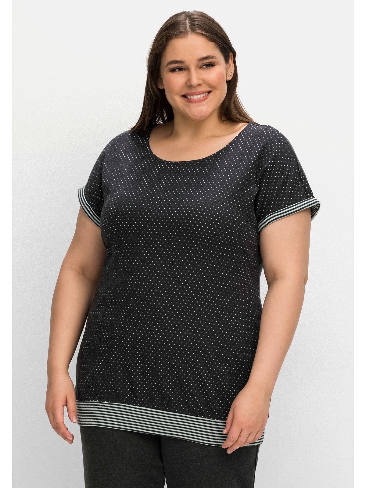 Sheego T-Shirt »Große Größen«, im | BAUR bestellen Mustermix, aus für Baumwolle