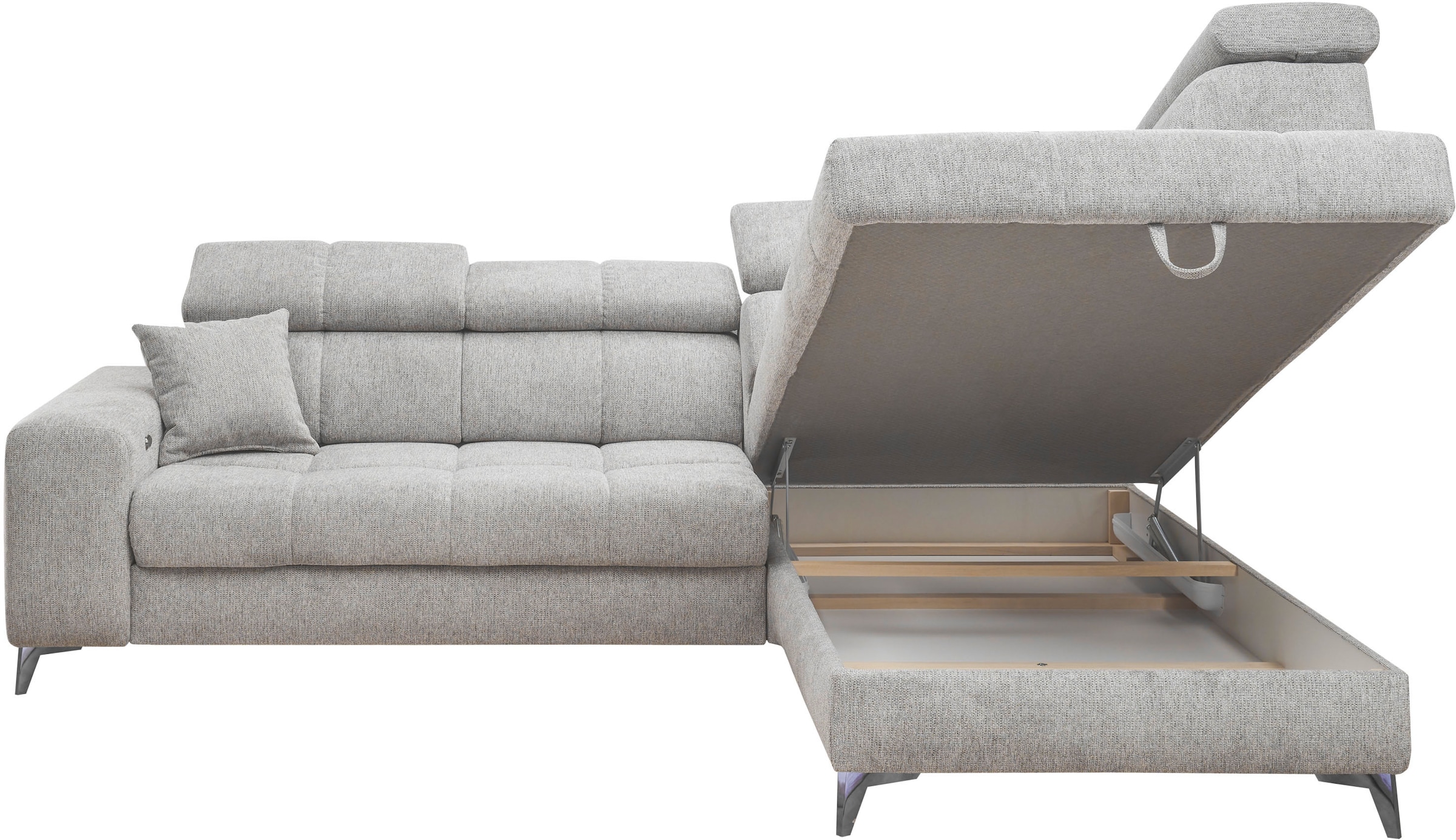 ED EXCITING DESIGN Ecksofa »Sydney L-Form«, mit Bettfunktion, Bettkasten, Kopfteilverstellung & 2 Zierkissen