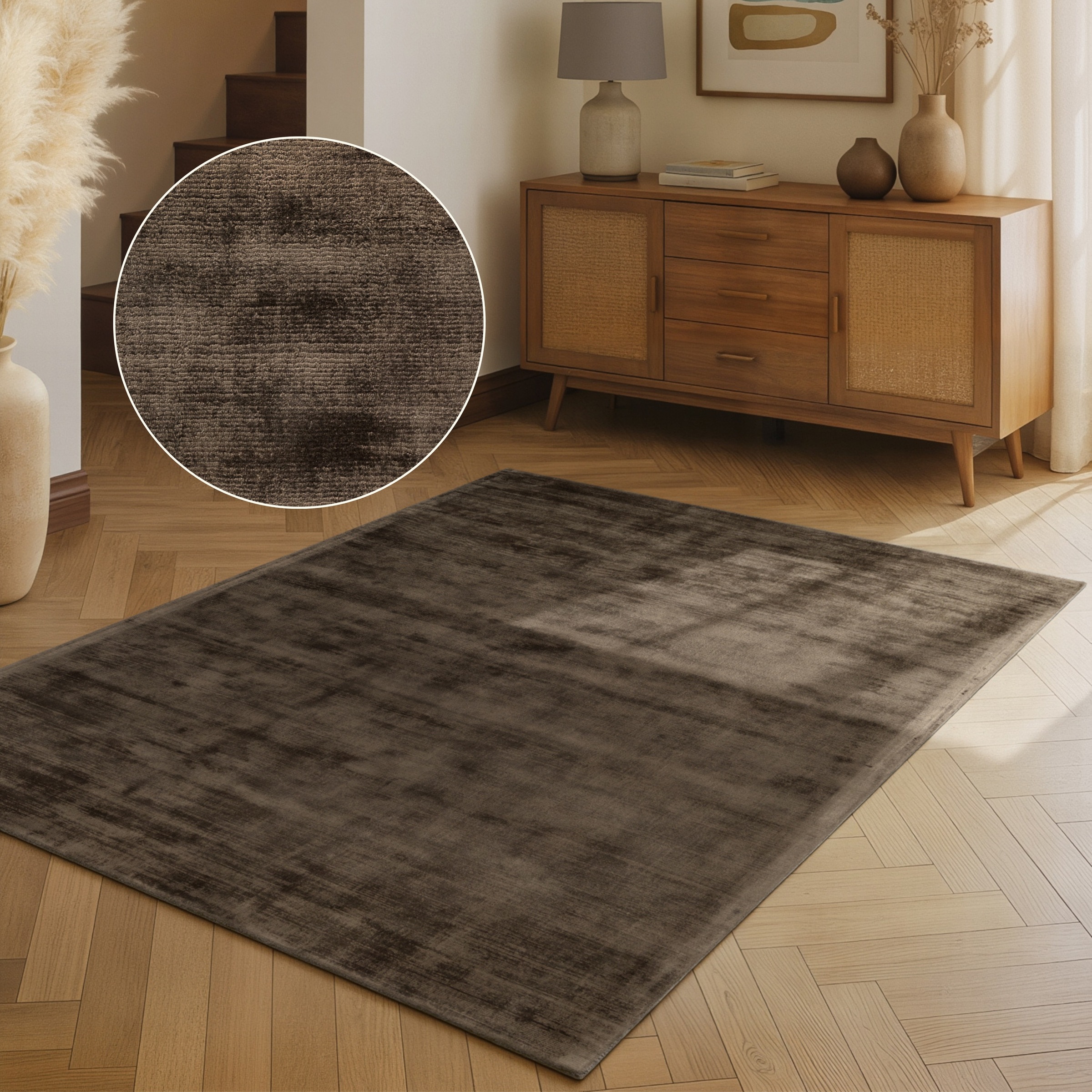 vikosa Teppich "Noemi" rechteckig 10 mm Höhe Dezenter Glanz, Weich, Seidenoptik, Viskose, Wohnzimmer, Schlafzimmer
