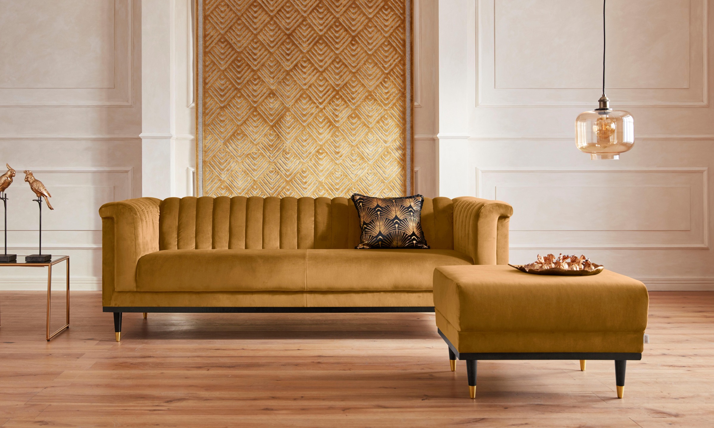 Thumbnail - Home affaire Hocker "Chamby" mit Holzrahmen unten