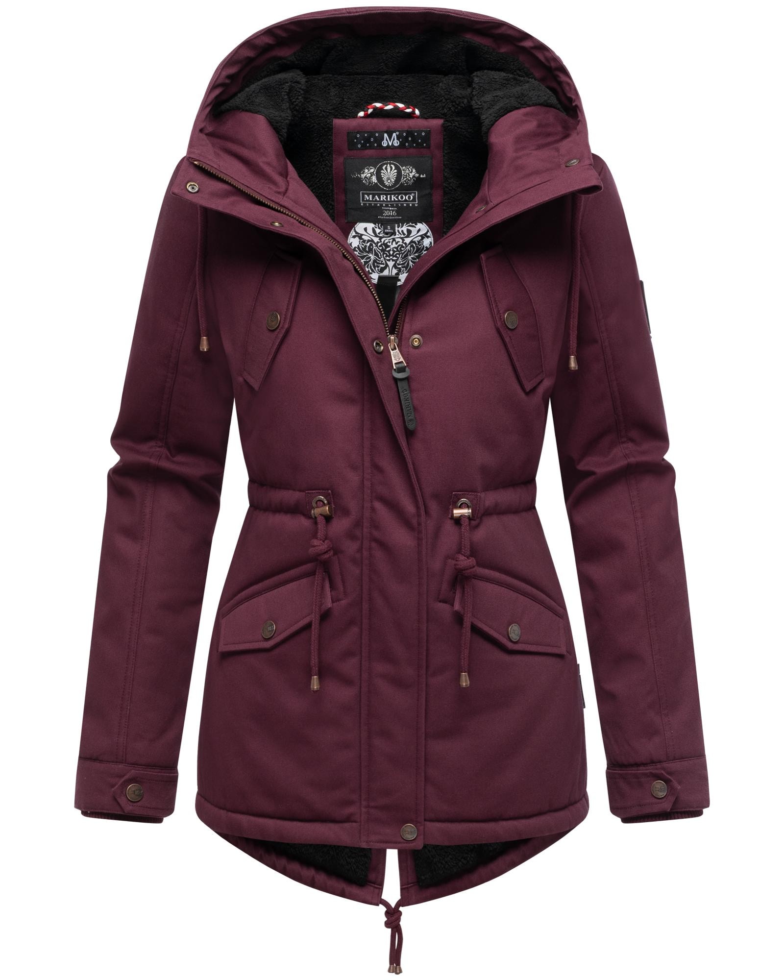 Marikoo Winterjacke »Manolya«, mit Kapuze, stylischer Kurzmantel mit weichem Teddyfell-Futter