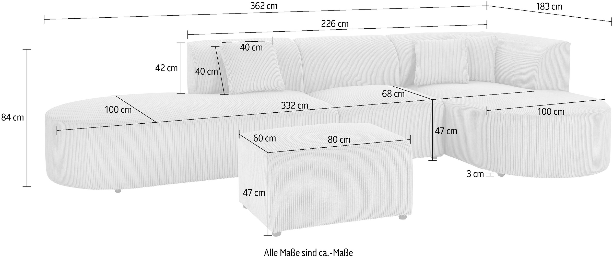 andas Ecksofa »Alesund«, 4 Teile,  bestehend aus Modulen, auch einzeln erhältllich, miteinander verbunden