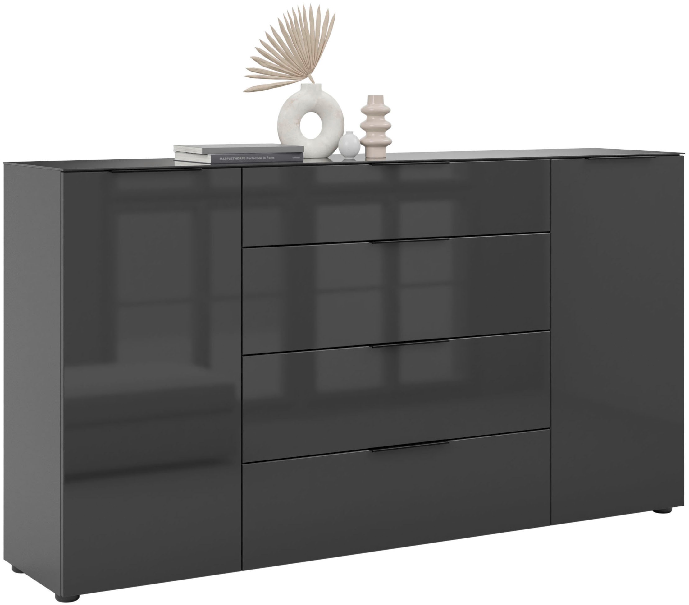 Manjana Möbel Sideboard »Kommode mit Chrom oder Schwarz matten Metallgriffen«