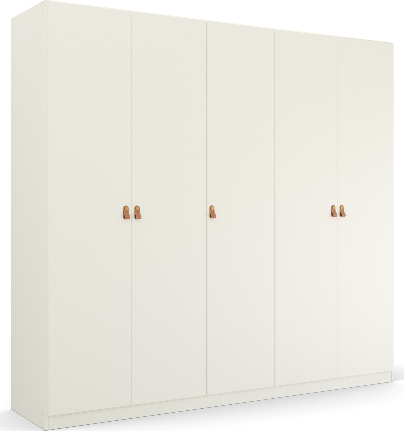 rauch Drehtürenschrank "Kleiderschrank Schrank Garderobe Ankleide HOMEY BY QUADRA SPIN" Breiten: 181/226/271 cm, Höhe 210 cm, mit Grifflaschen aus weichem, cognacbraunem Leder