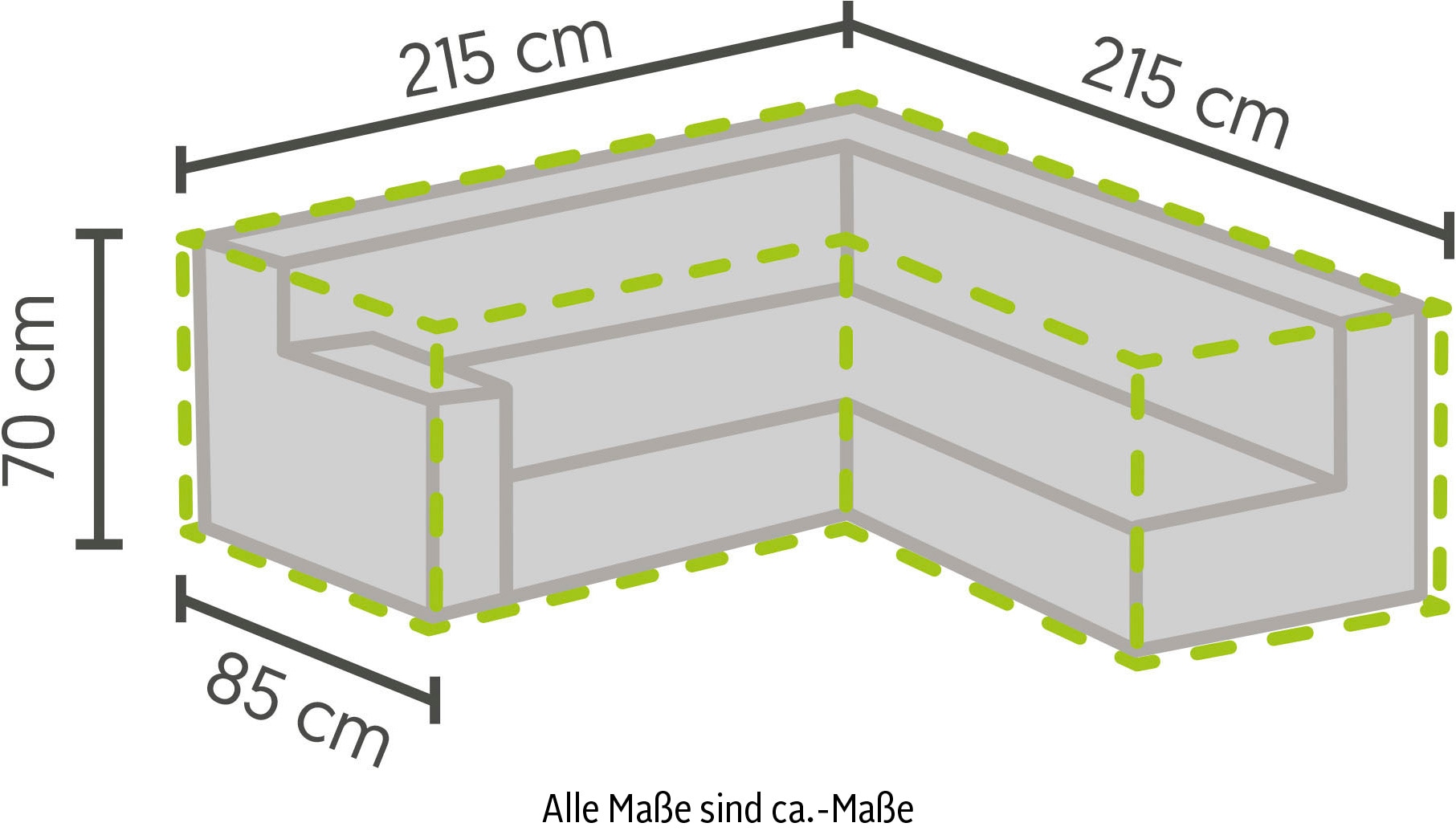 Best Gartenmöbel-Schutzhülle, für Lounge-Sets L-Form 215/85x215/85x70 cm
