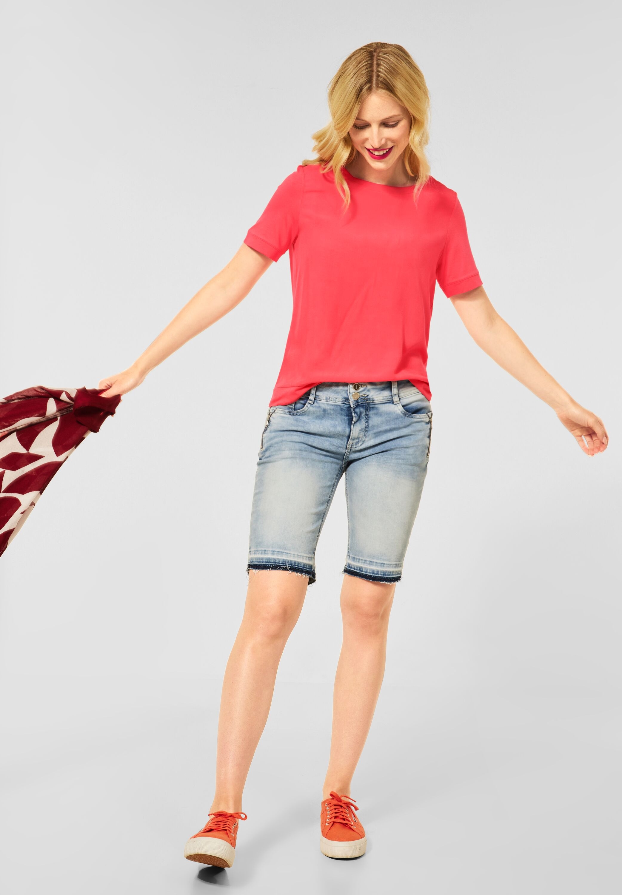 STREET ONE T-Shirt, mit Materialmix