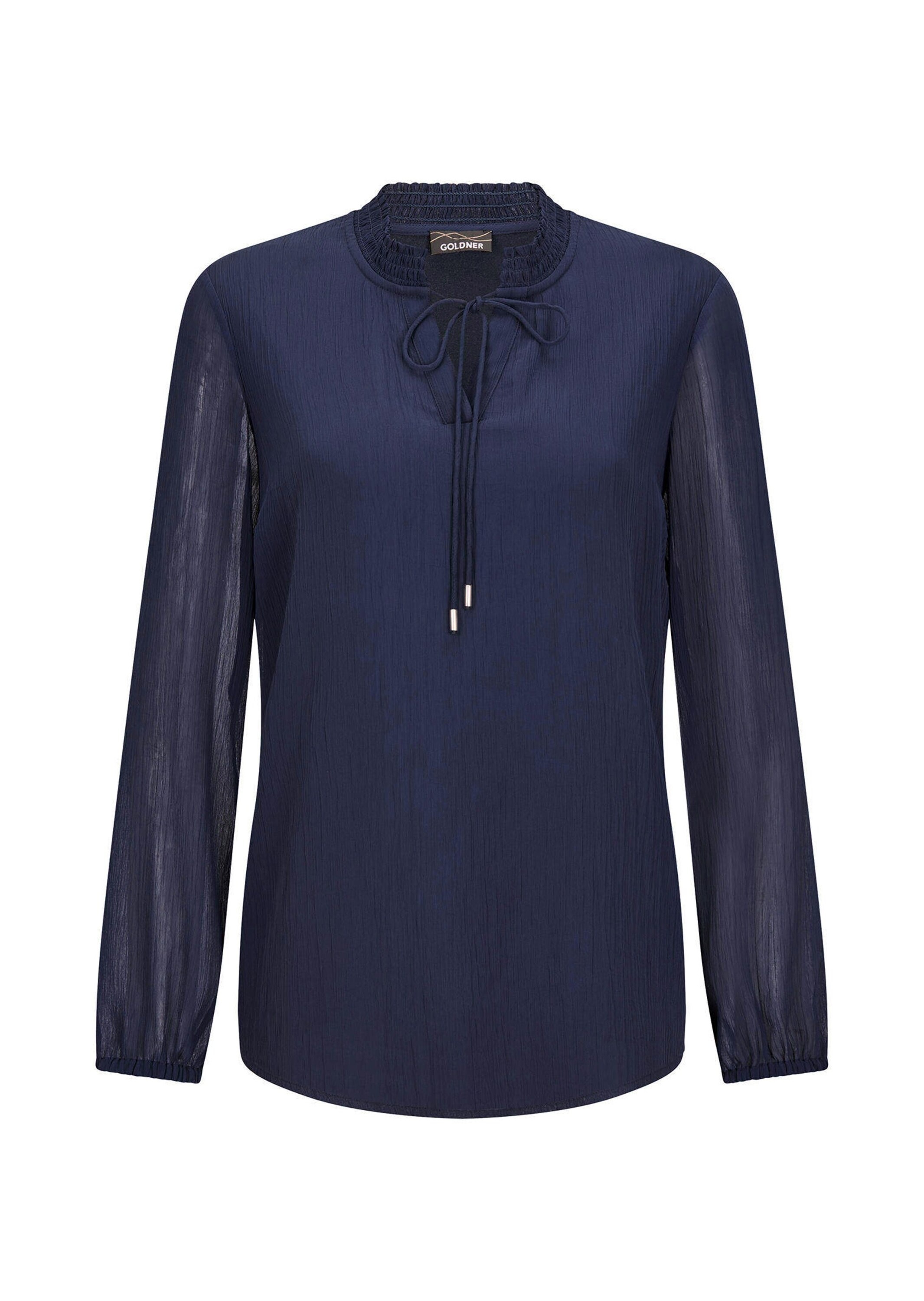 GOLDNER Chiffonbluse "Elegante Jersey-Bluse mit Rundhals" Gummibund günstig online kaufen