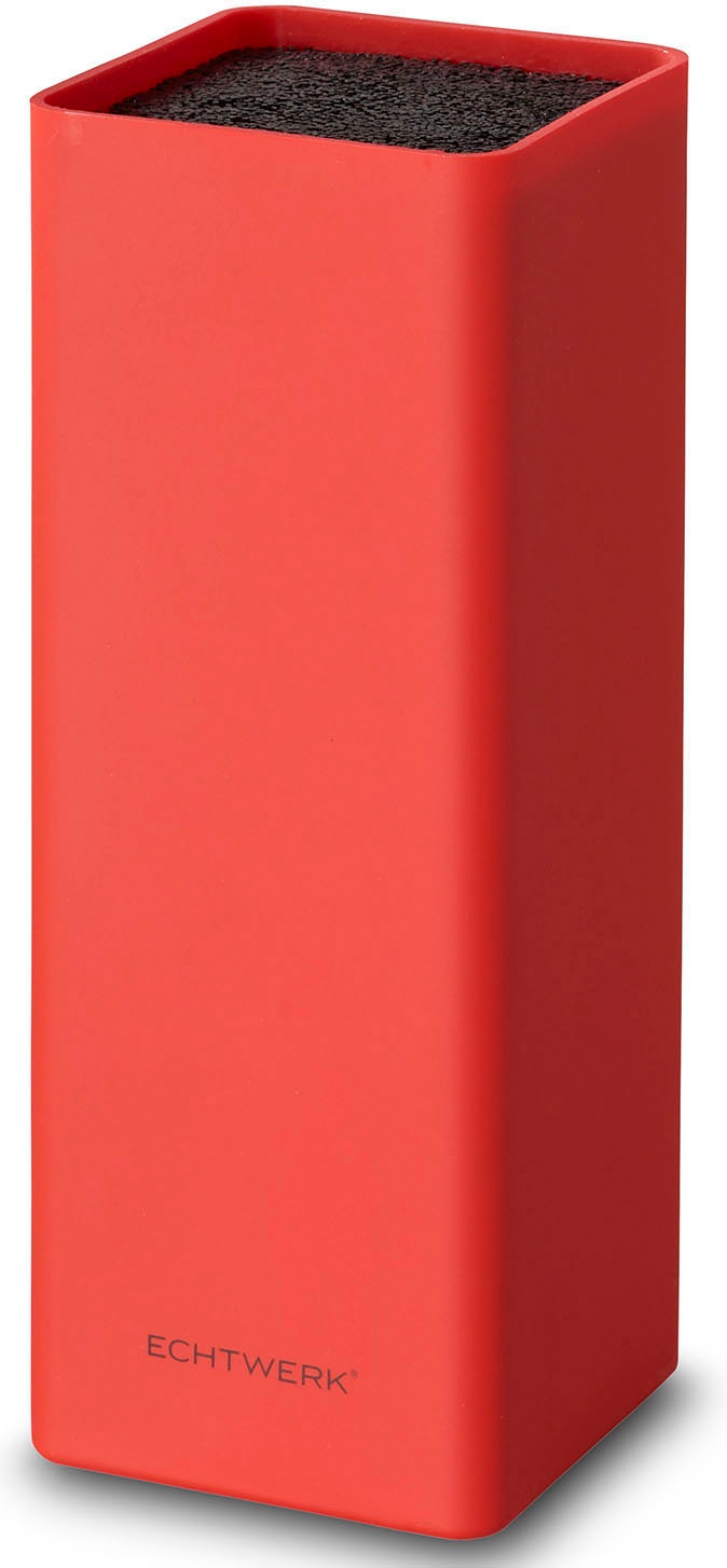 ECHTWERK Messerblock "Square", B:9,3cm H:22cm, rot, Messerblöcke, Messerhalter, Messeraufbewahrung, herausnehmbarer Borsteneinsatz