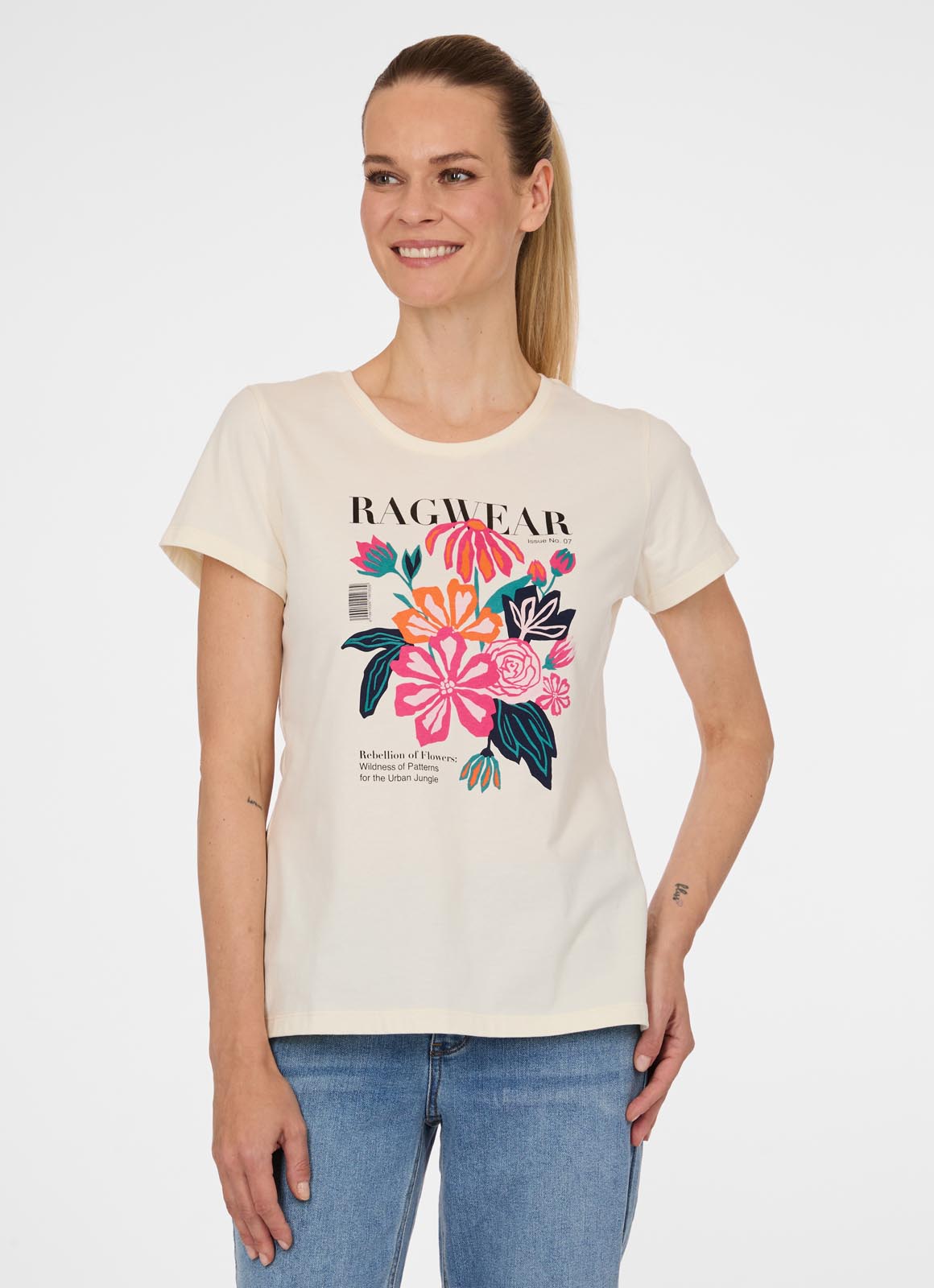 Ragwear Kurzarmshirt "MINTTA PP" mit bedruckter Optik und Druck, Loose Fit, pflegeleicht