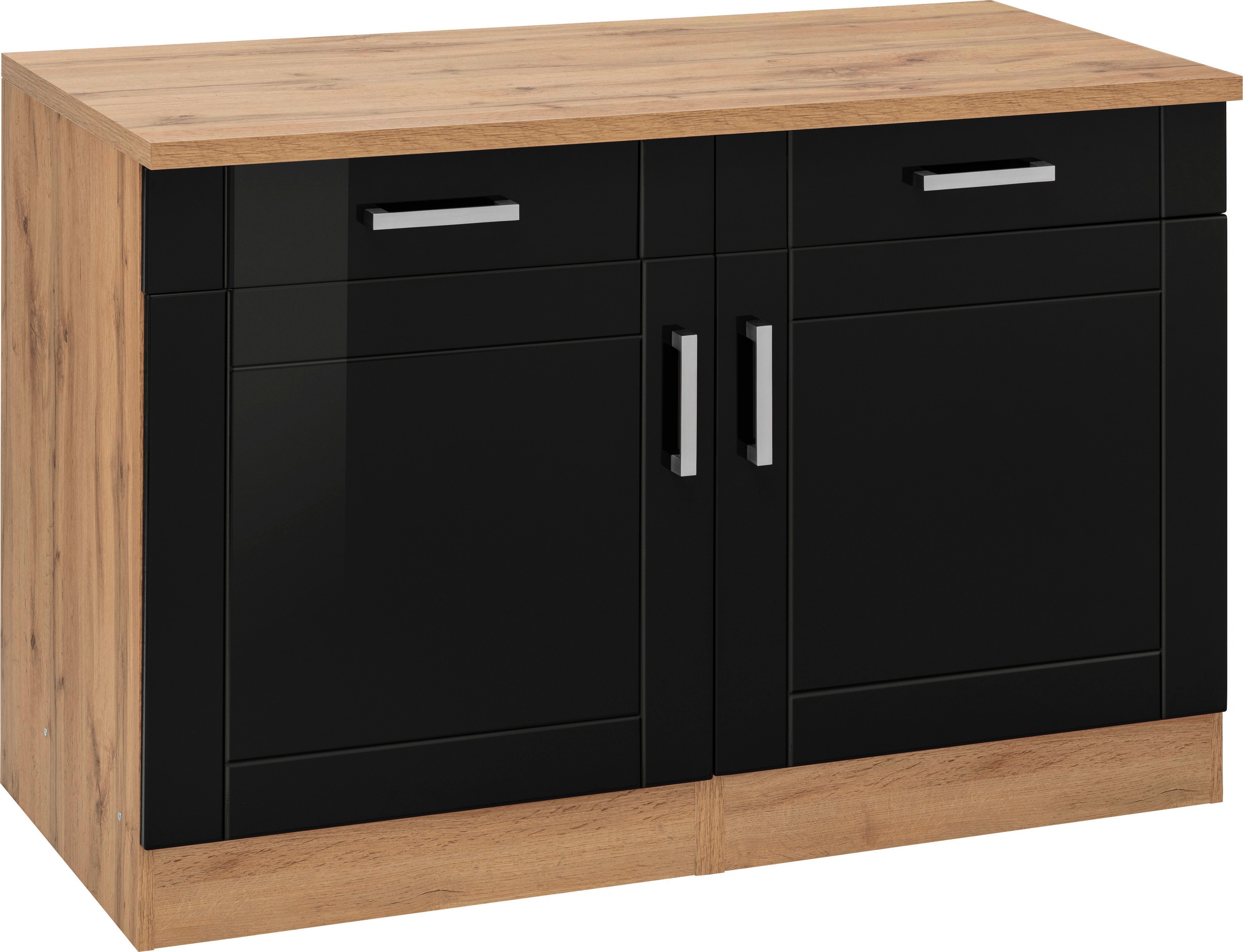 KOCHSTATION Unterschrank "KS-Tinnum", 120 cm breit, Metallgriffe, MDF Fronten, 2 Schubkästen, 2 Türen