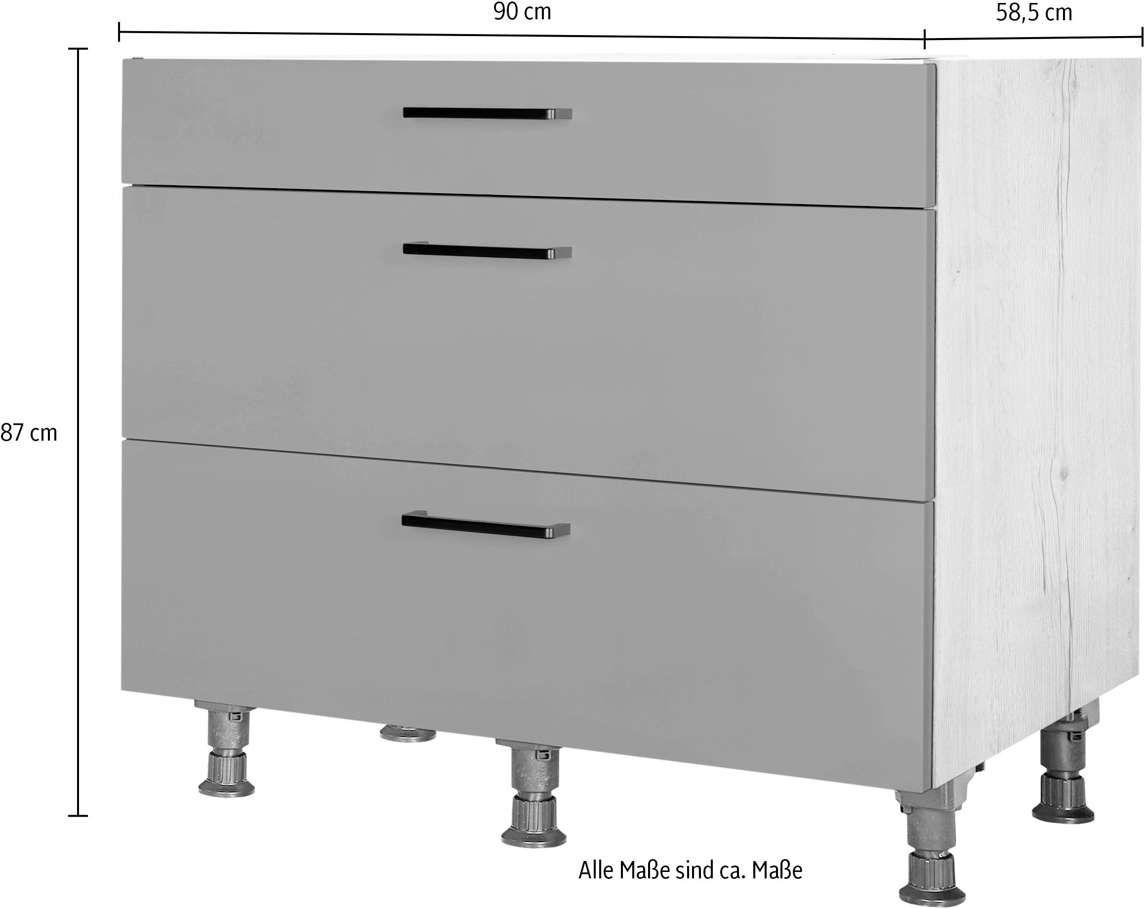 nobilia® Unterschrank »"Easytouch", vormontiert, mit höhenverstellbaren Sockelfüßen, in den«, Breiten 30, 45, 60 und 90 cm, mit Schubkasten und Auszügen