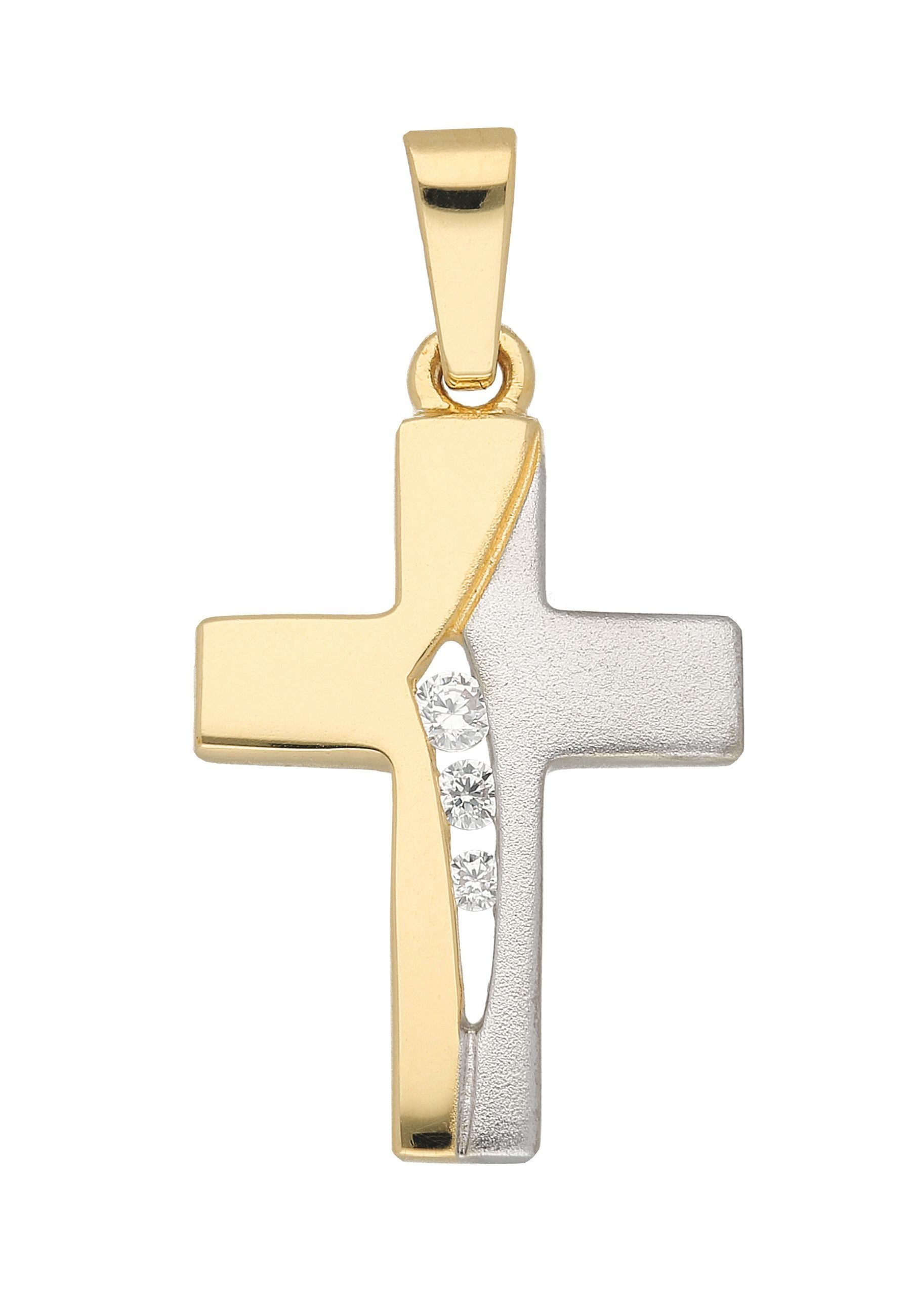 ADELIA ́S Damen Kreuzanhänger "Damen & Herren 333 Gold Kreuz Anhänger mit Zirkonia", Gold, gold, Gold, Schmuckanhänger, mit Zirkonia für Damen & 