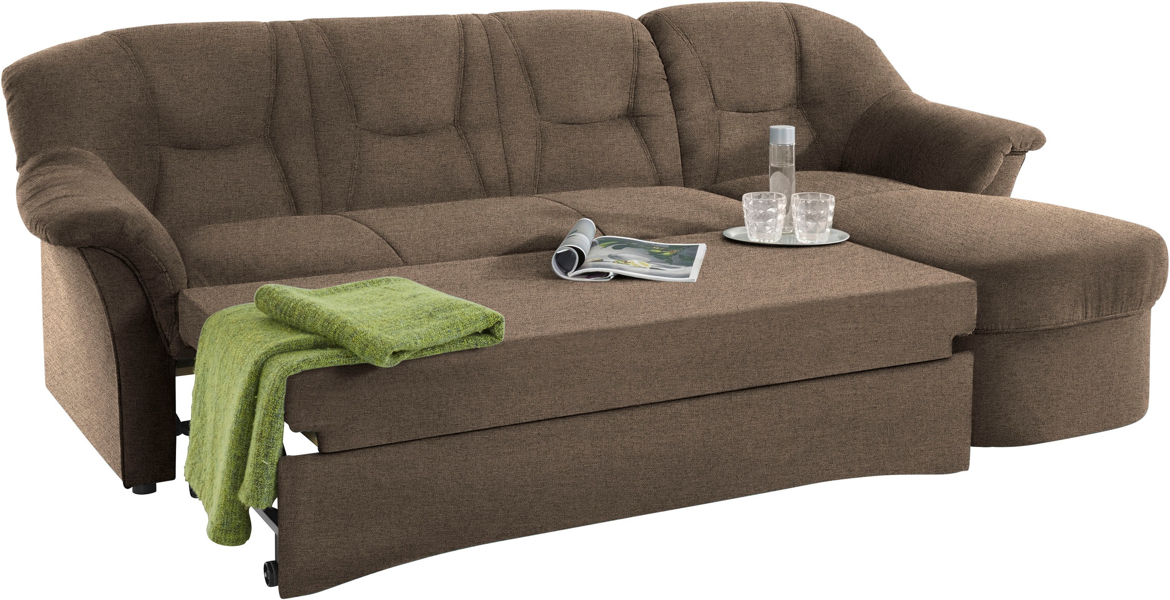 DOMO collection Ecksofa »Sarafina zeitlos und komfortabel, optional mit Federkern, L-Form«, wahlweise mit Bettfunktion