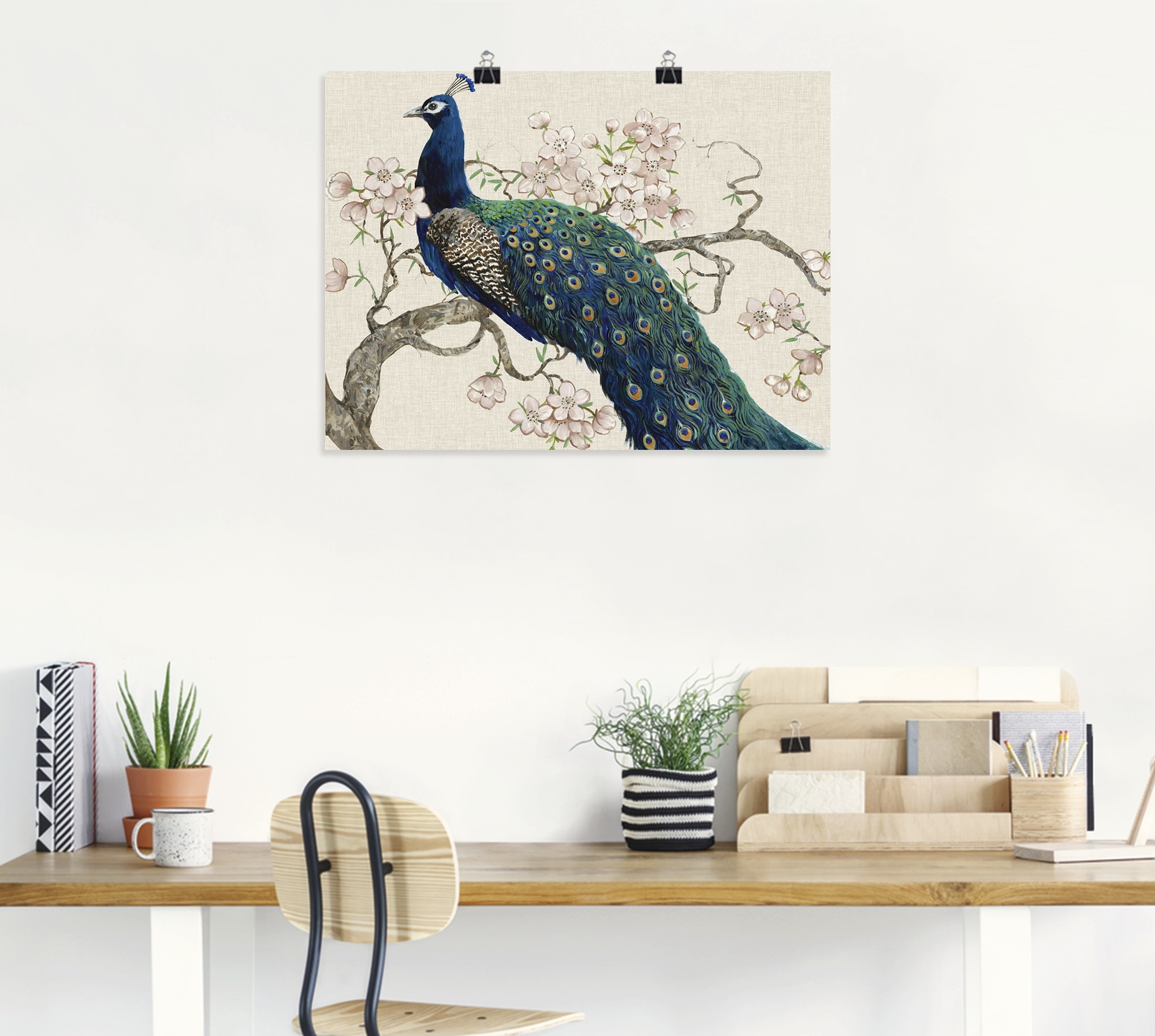Artland Wandbild »Pfau & Blüten II« Vögel 1 Stk. tlg. als Alubild, Outdoorbild, Leinwandbild, Poster in verschied. Größen