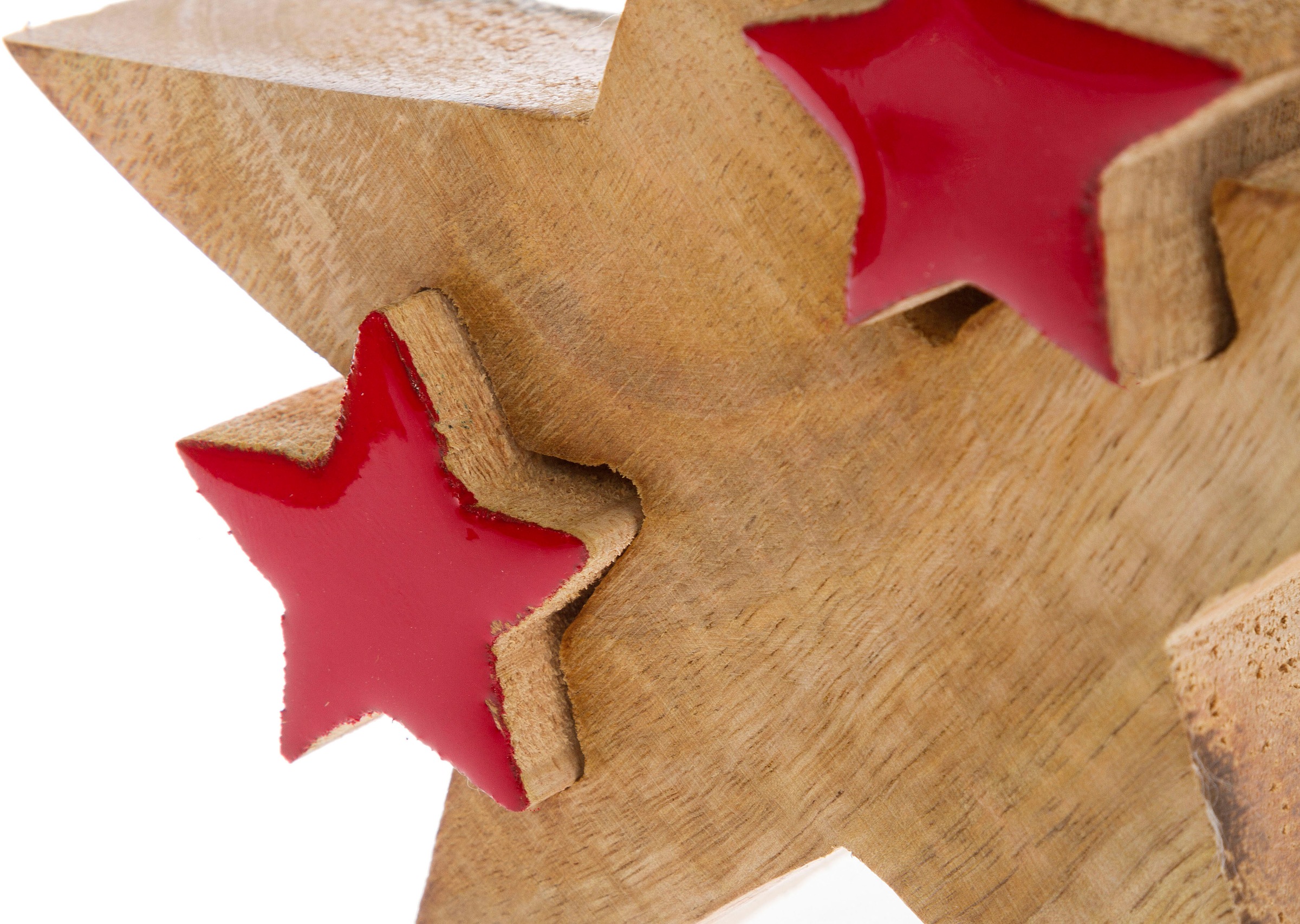 Myflair Möbel & Accessoires Dekostern »Star, Deko Puzzle Stern, mit kleinen Sternen«, (2 St.), Weihnachtsdeko aus Holz, Weihnachtsstern, Höhe ca. 14 cm