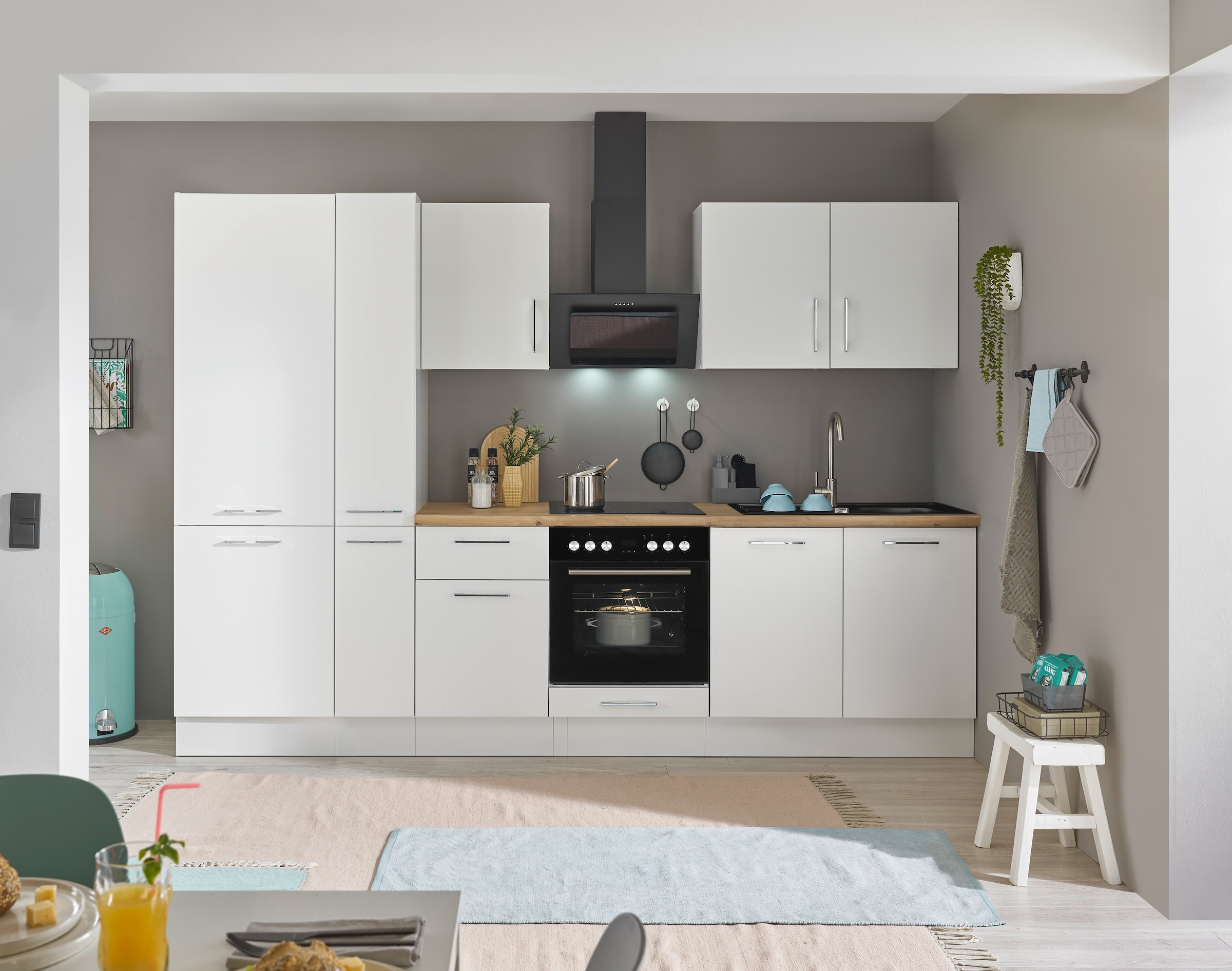 BASIC by Balculina Küchenzeile »Turin«, Breite 300 cm, wahlweise mit E-Geräten