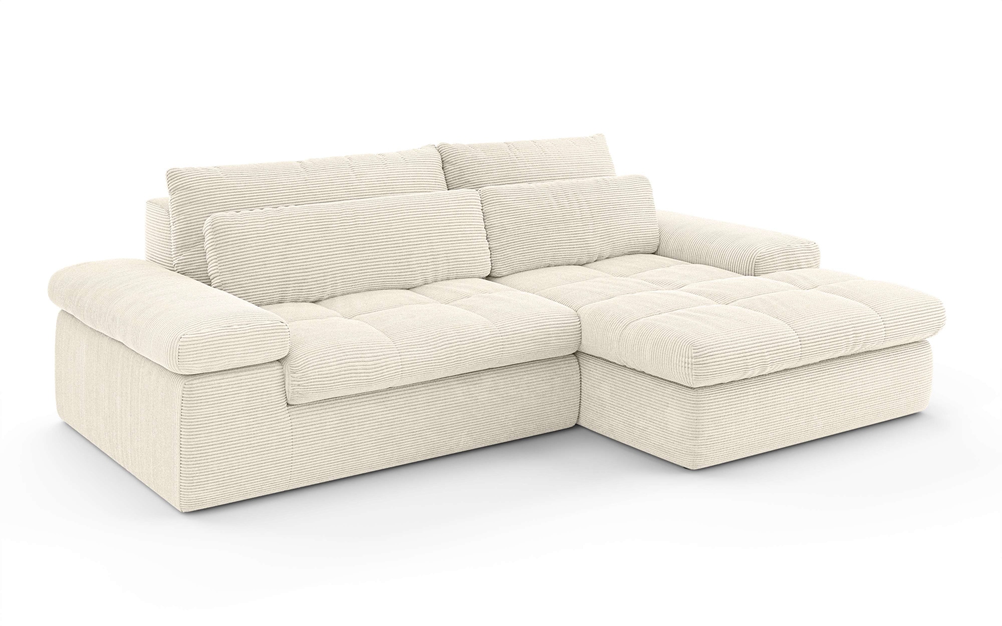 Home affaire Ecksofa »ALVERIE mit Recamiere, moderne Steppung, Maße: B/T/H 274/203/106 cm« L-Form mit Wellenunterfederung, mit 4 Rückenkissen, pflegeleicht Stoff