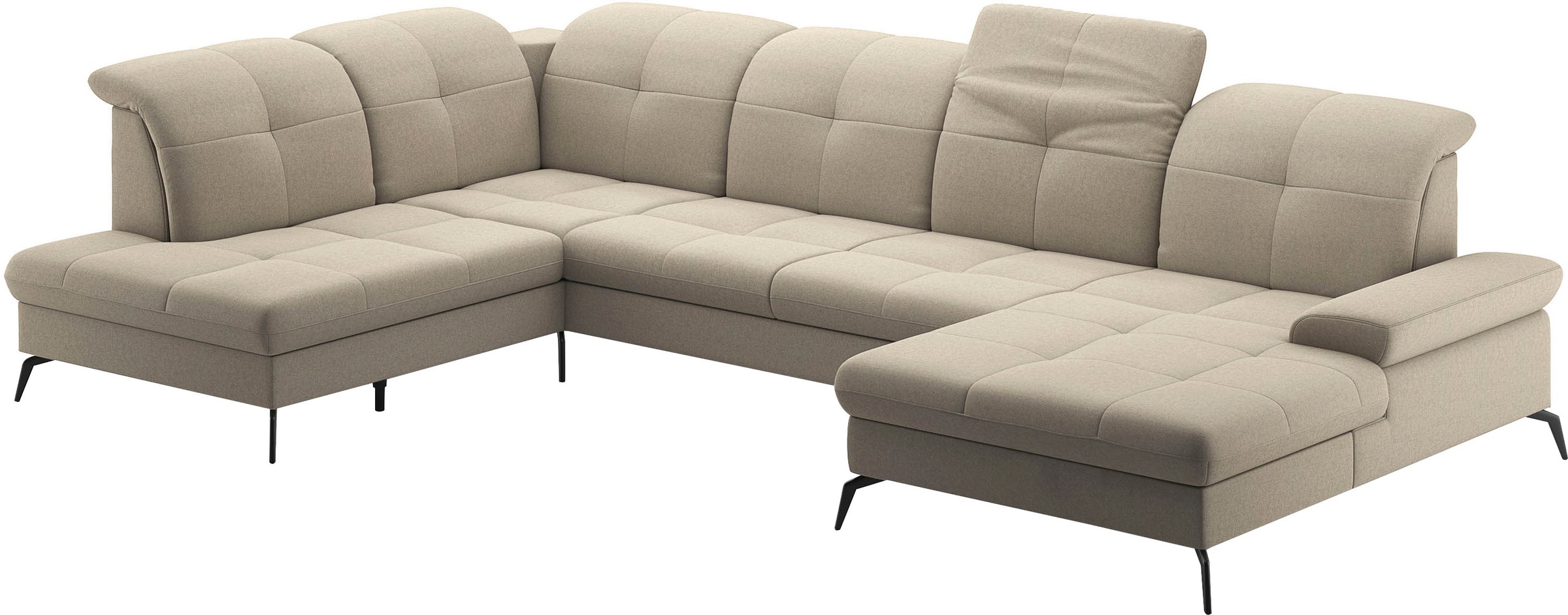 sit&more Wohnlandschaft »Amica, U-Form, inkl. Sitztiefenverstellung und Armteilverstellung«, wahlweise mit Kopfteilverstellung, Bettfunktion und Bettkasten