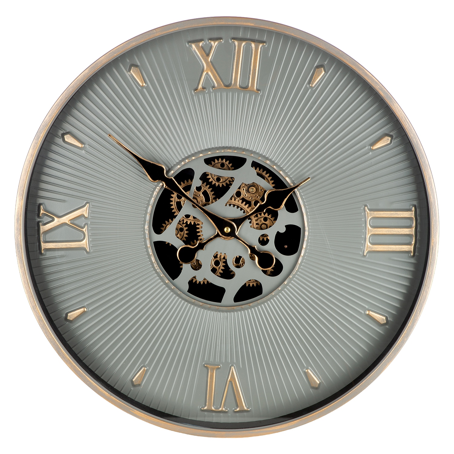 GILDE Wanduhr "Wanduhr rund Canoso grau" Zahnrädermotiv, Uhrwerk, Wohnzimmer, Büro, Industrial, Dekoration