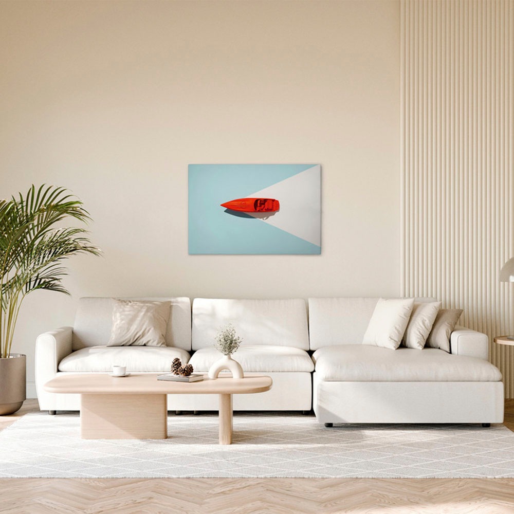 A.S. Création Leinwandbild "Key West 1 - Wandbild Blau Rot Weiß Keilrahmen Kunst", (1 St.), Canvas Retro Leinwand Boot W