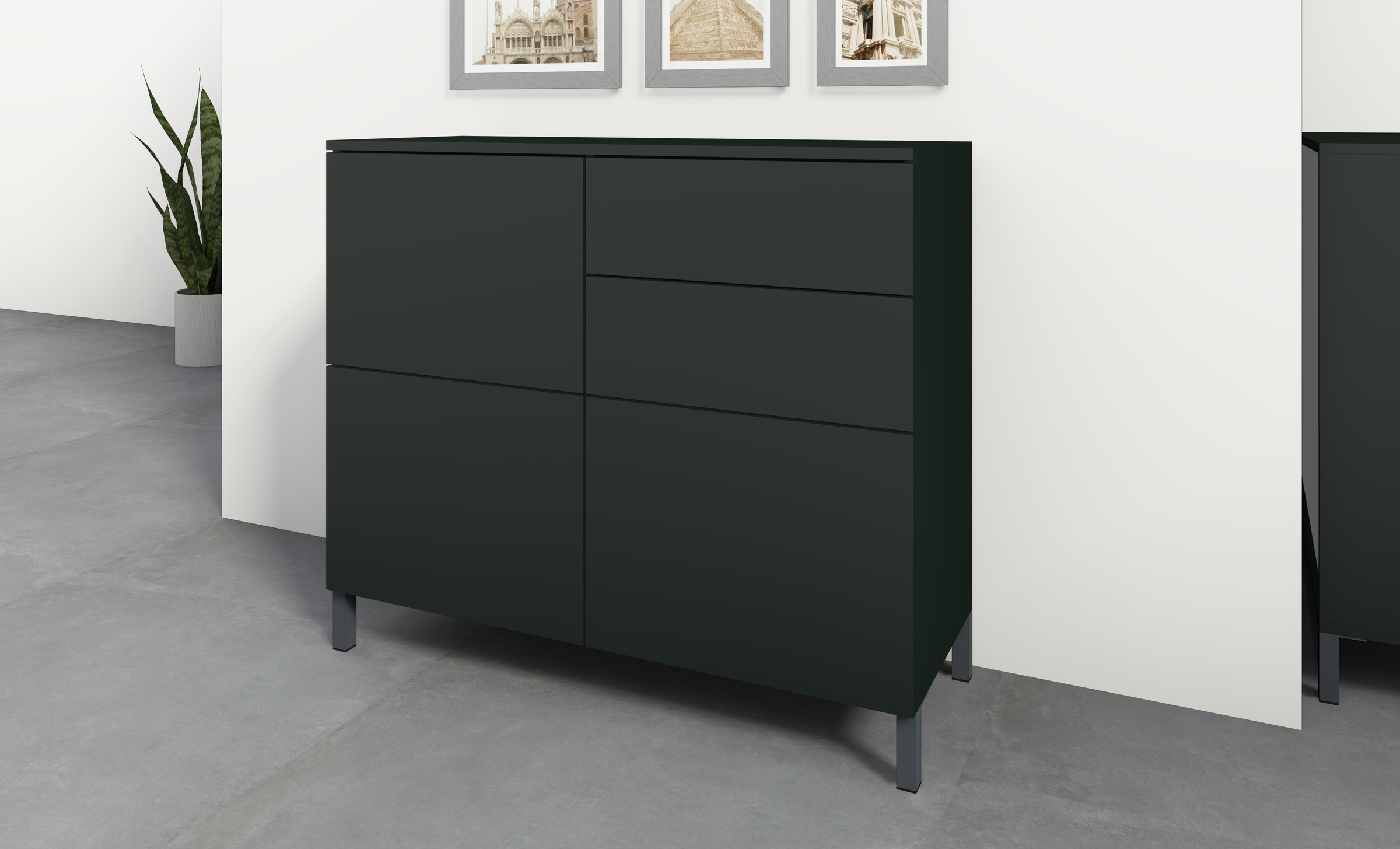 Thumbnail - borchardt Möbel Kommode "Haama, modern, grifflos, Metallfüße, praktisch, 3 Türen" Push-To-Open, verstellbare Einlegeböde...