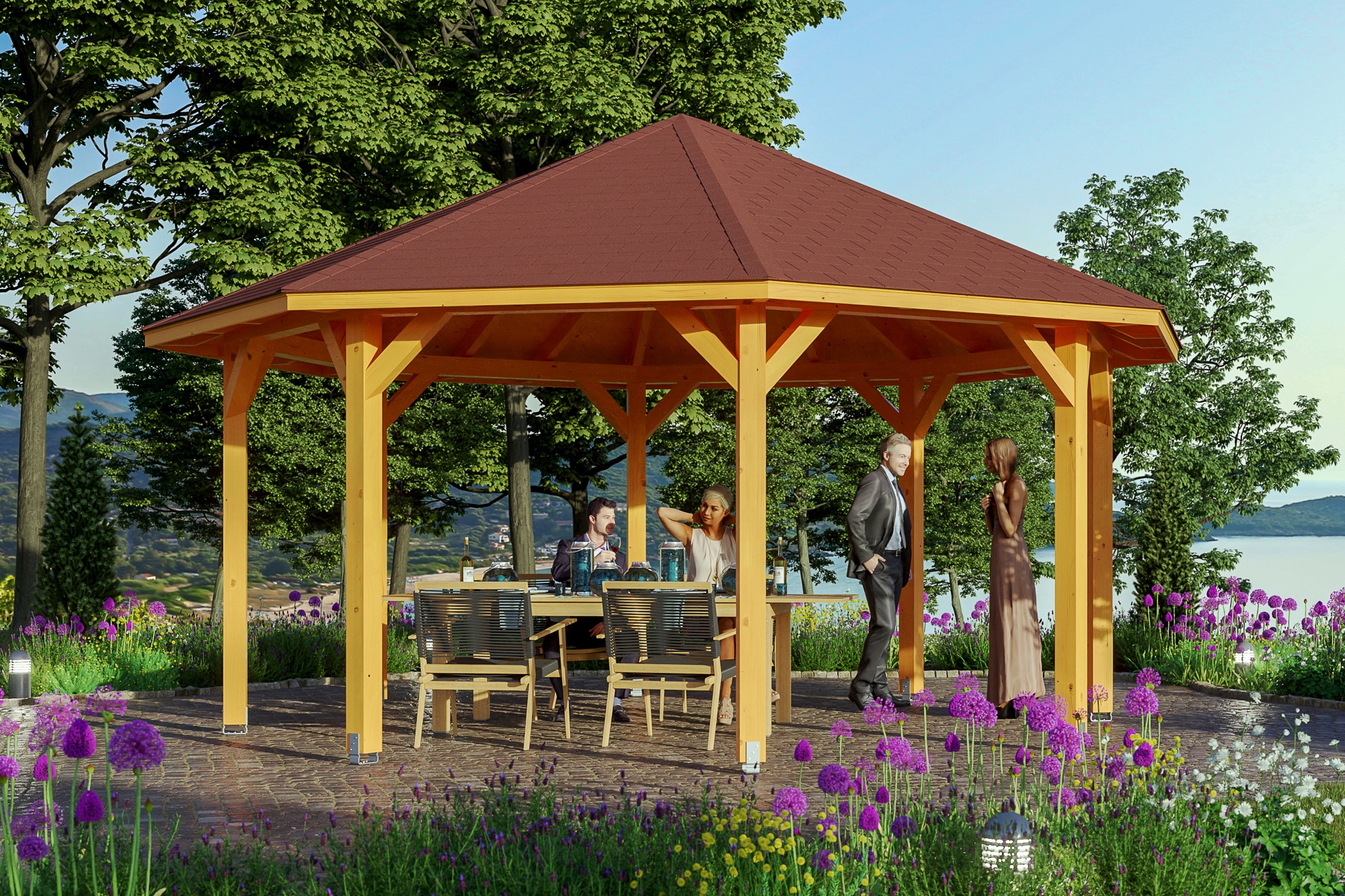 Skanholz Holzpavillon »Nice 3«, Leimholz, 471 x 471 cm