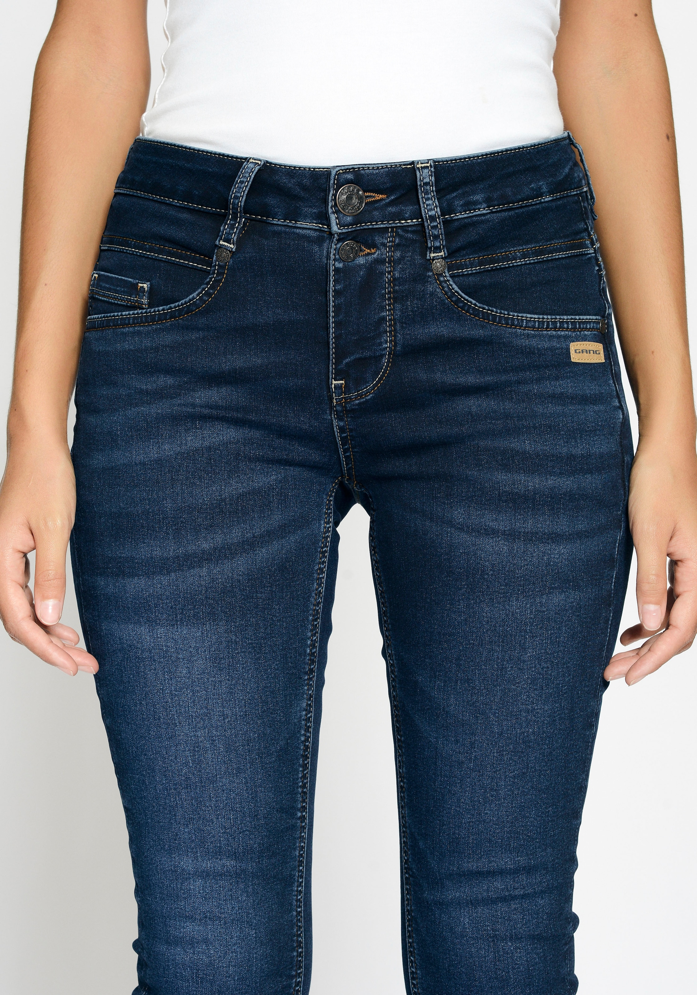 und bestellen »94MORA«, für vorne 3-Knopf-Verschluss | Skinny-fit-Jeans Passe mit BAUR GANG
