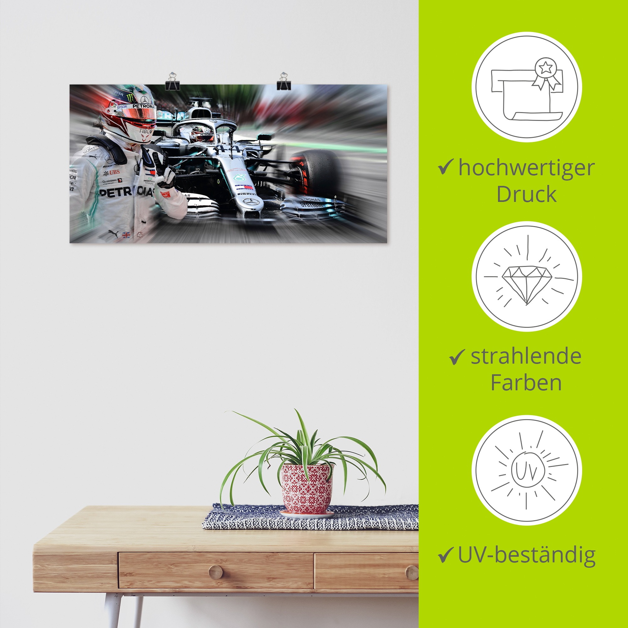 Artland Wandbild »Weltmeister Sir Lewis Hamilton« Funsport 1 Stk. tlg. als Alubild, Leinwandbild, Poster, Wandaufkleber in verschied. Größen