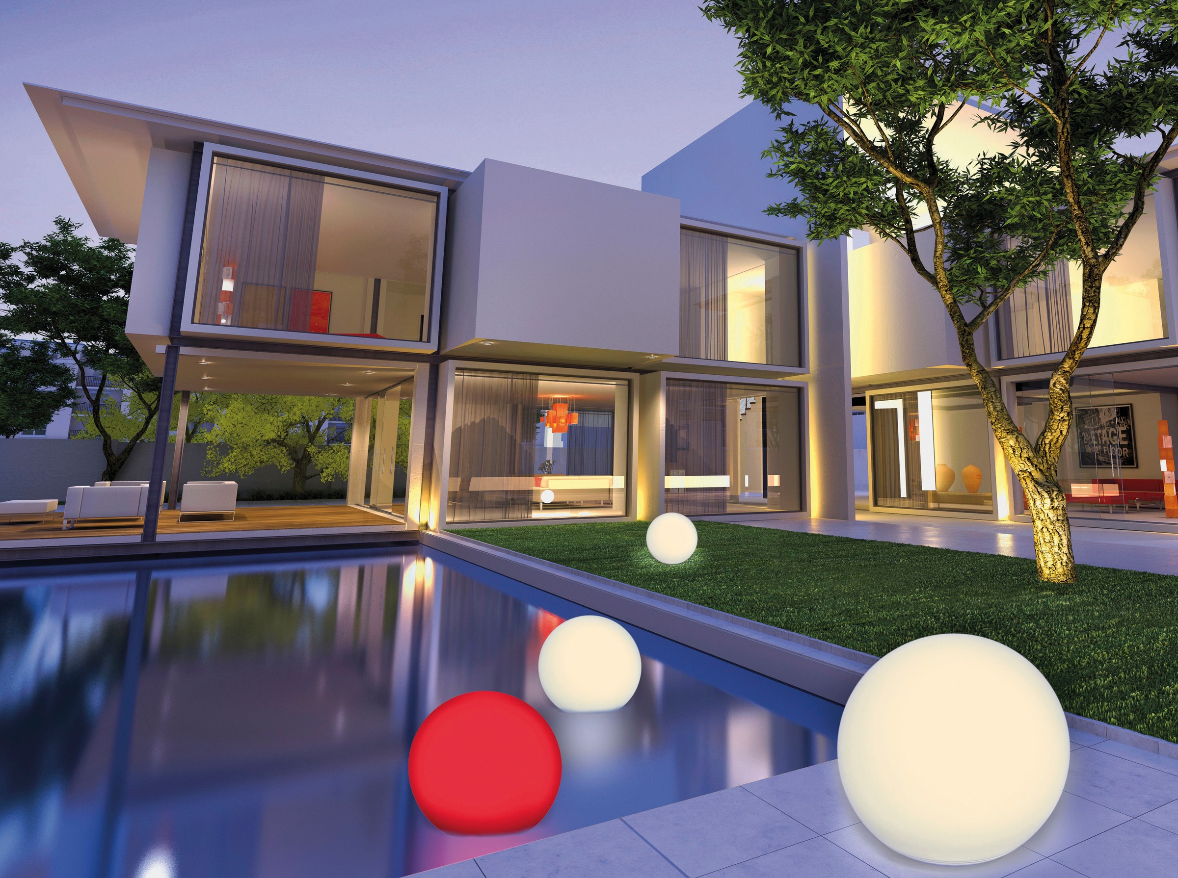 Thumbnail - my home LED Solarleuchte "Orlaith, LED-Solar Kugelleuchte Ø 40 cm" LED-Modul 1 Stk. RGB  Warmweiß mit Erdspieß