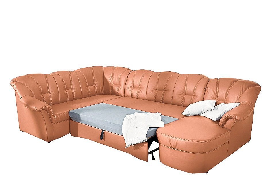 DOMO collection Wohnlandschaft »Papenburg, zeitlose Rückensteppung, elegante Formensprache, U-Form«, in großer Farbvielfalt, wahlweise mit Bettfunktion