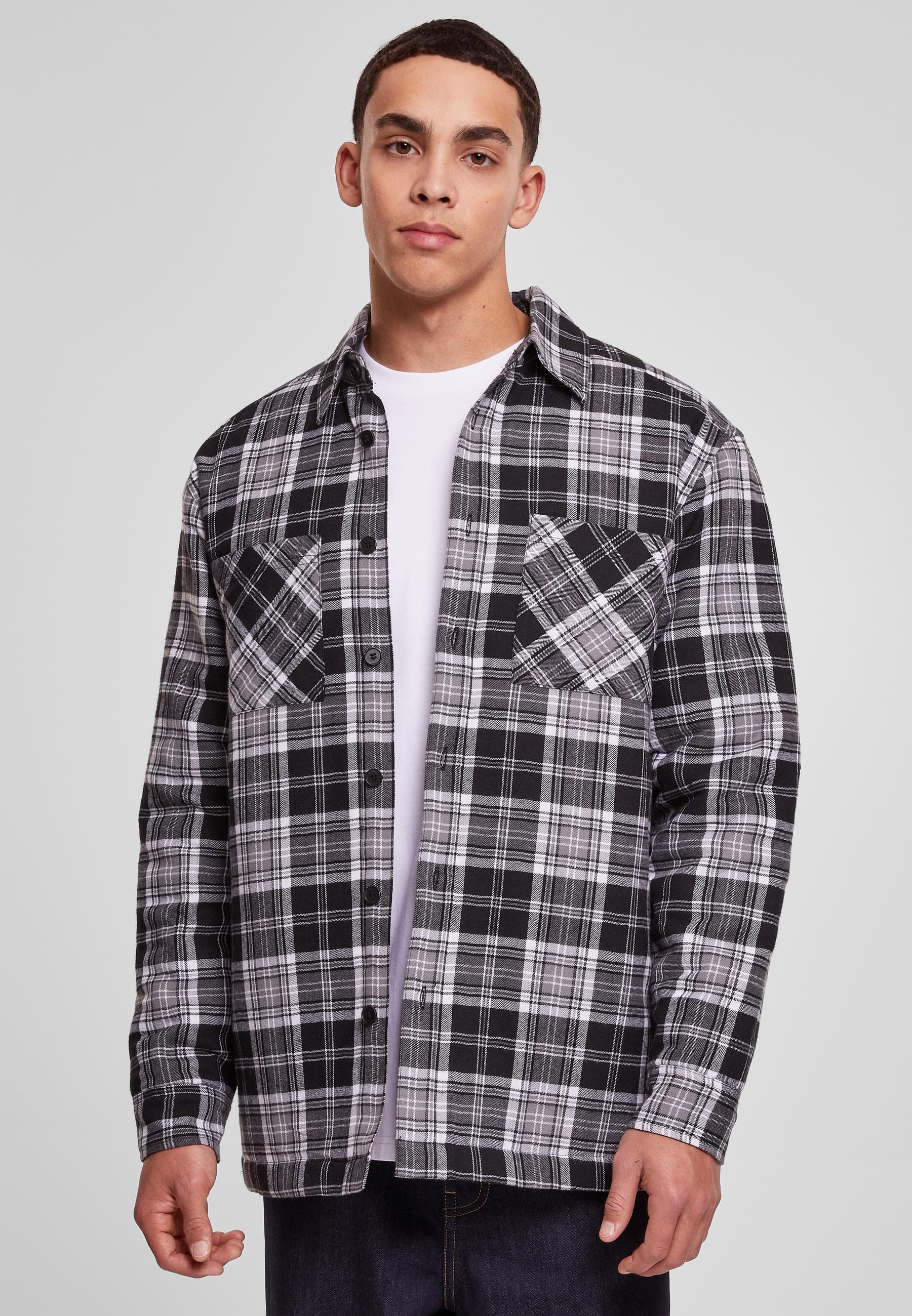 URBAN CLASSICS Langarmshirt »Herren Padded Checked Shirt Jacket«, (1 tlg.)