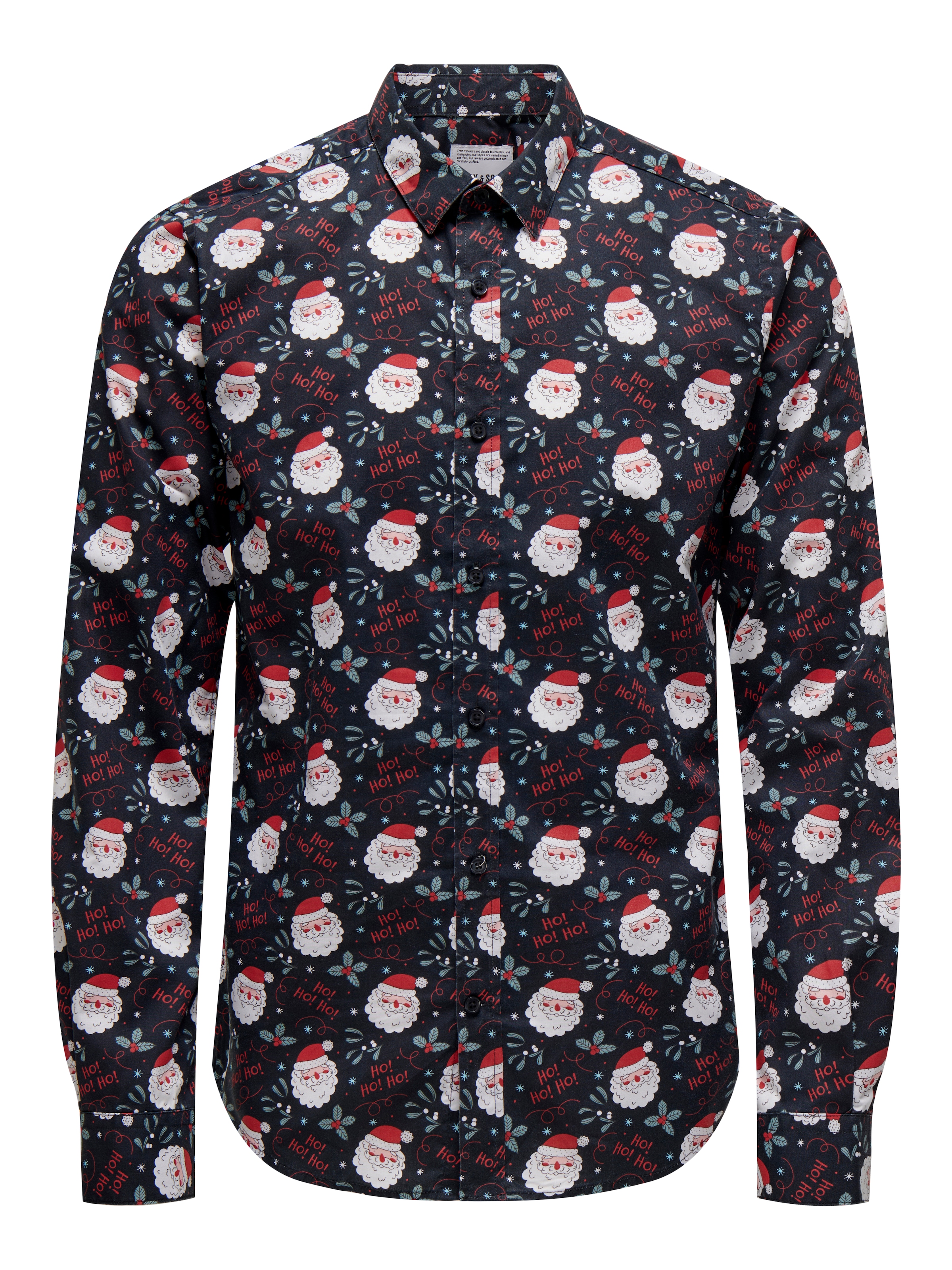 ONLY & SONS Langarmhemd »ONSALF XMAS AOP SLIM POPLIN LS SHIRT« Weihnachtlich bedruckt, Baumwolle, slim fit