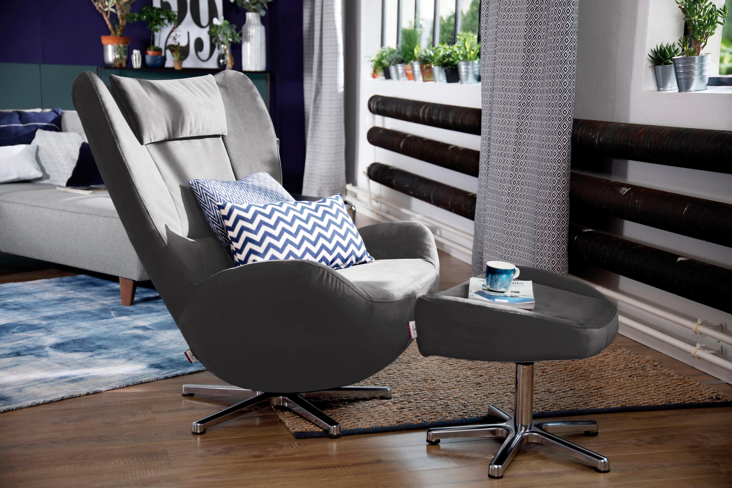 Loungesessel | TAILOR in mit »TOM TOM Chrom Metall-Drehfuß HOME BAUR PURE«,