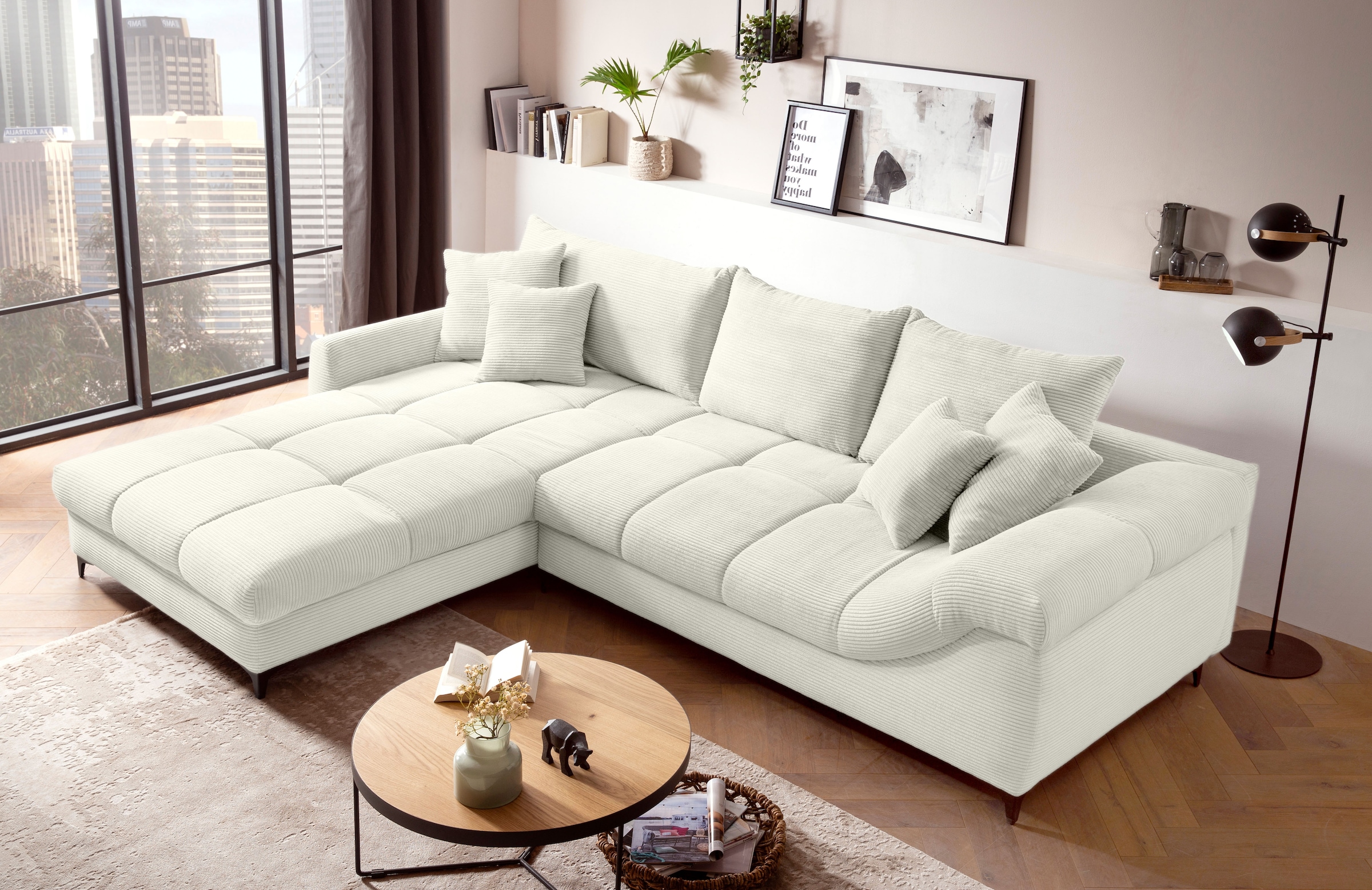 Mr. Couch Ecksofa »Ronaldo, L-Form, wahlweise mit Kaltschaum« mit Kaltschaum, bis 140 kg pro Sitzplatz belastbar