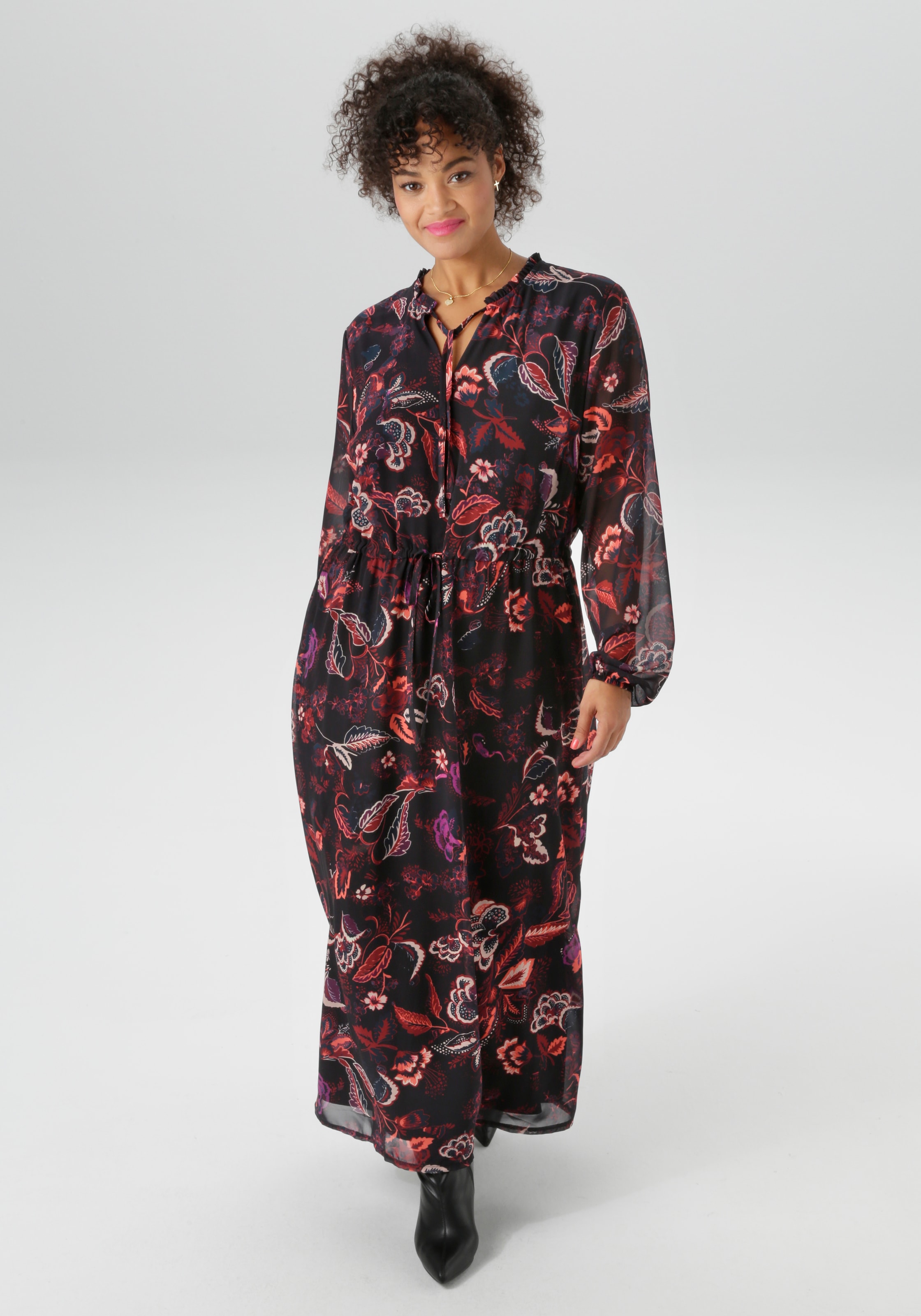 Aniston PLUS Maxikleid, in Chiffon mit Blumen Print - NEUE KOLLEKTION günstig online kaufen