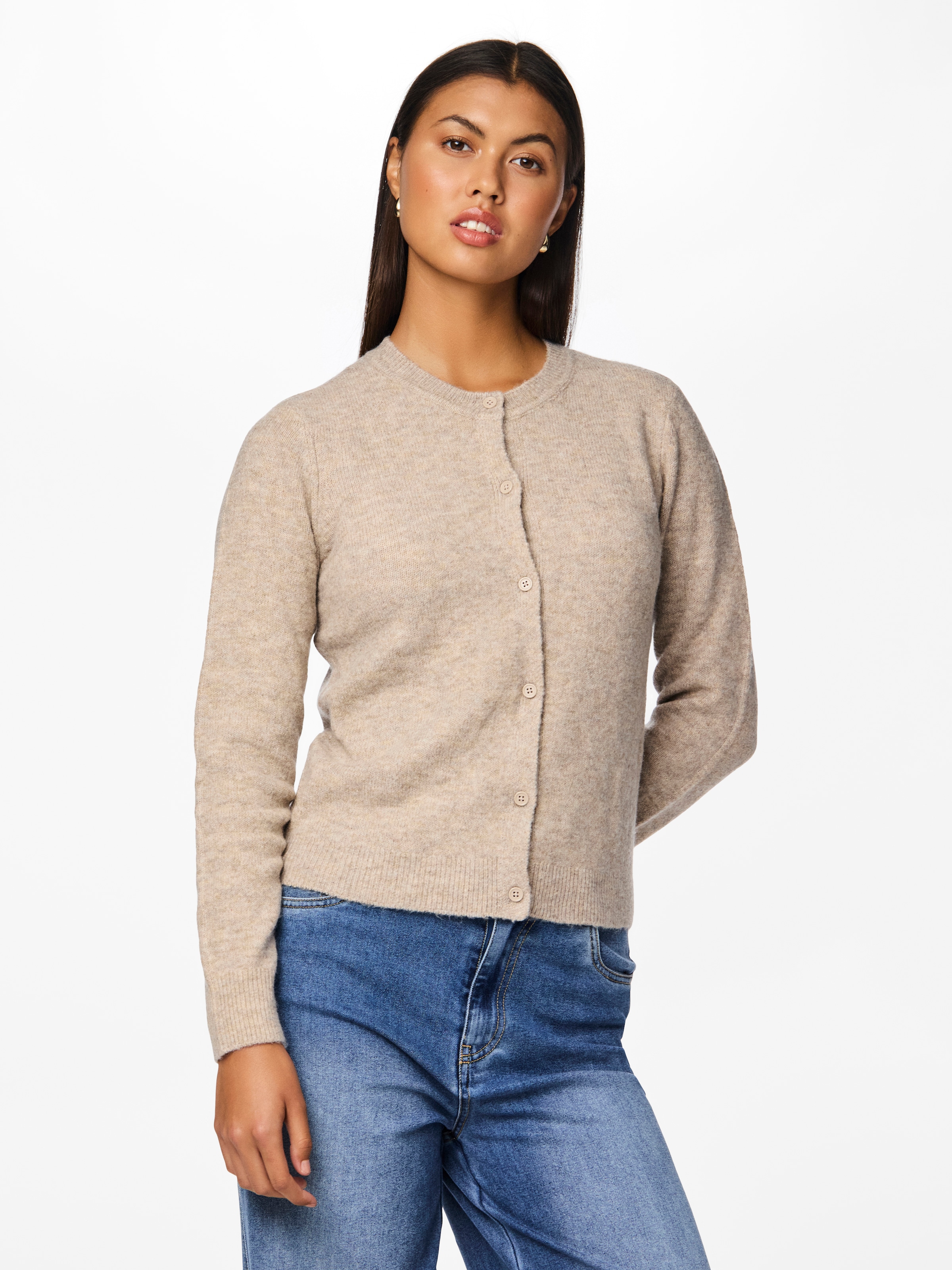 pieces Strickjacke »PCMALOU LS KNIT CARDIGAN NOOS BC« Materialmix, slim fit